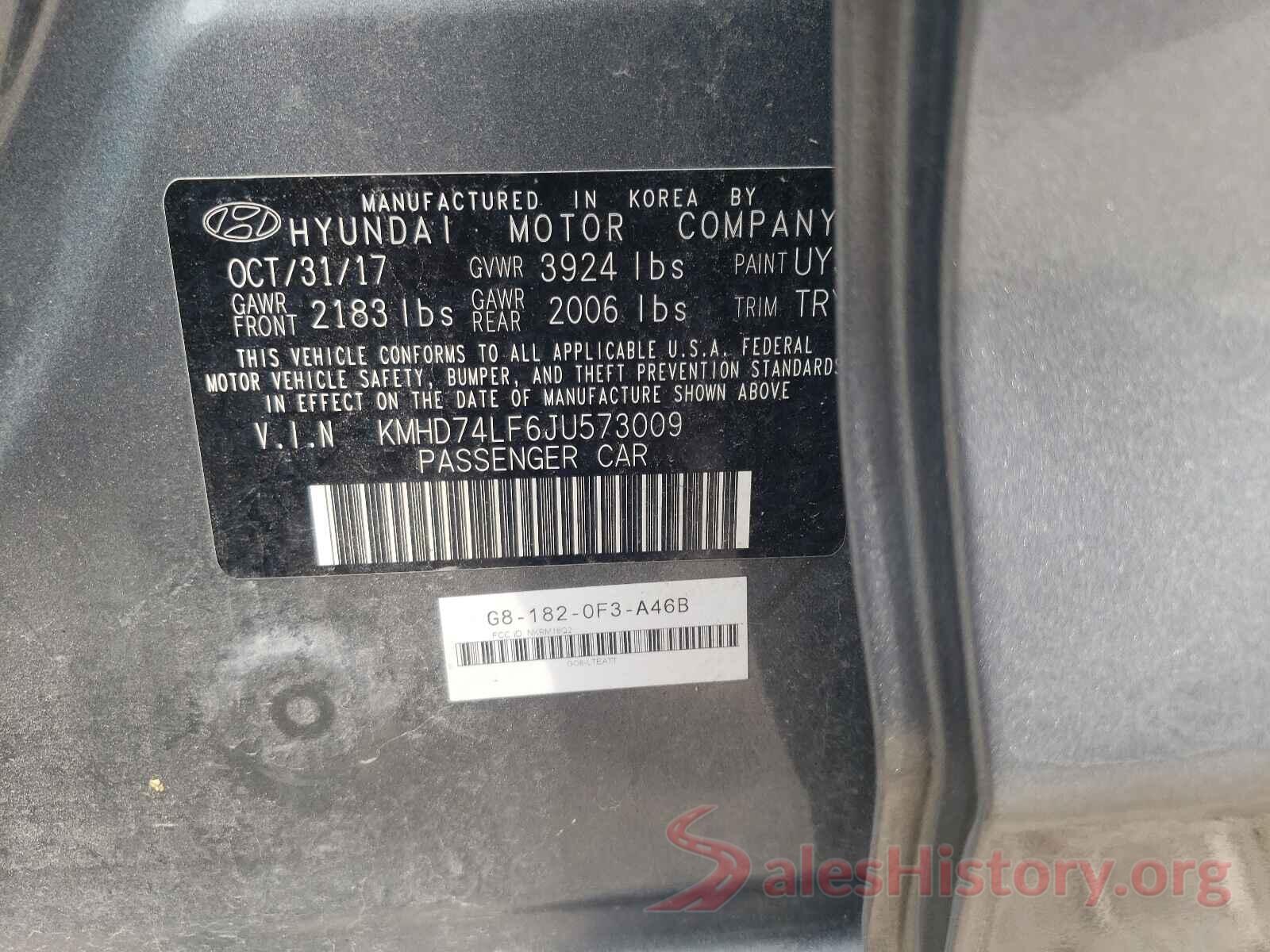 KMHD74LF6JU573009 2018 HYUNDAI ELANTRA