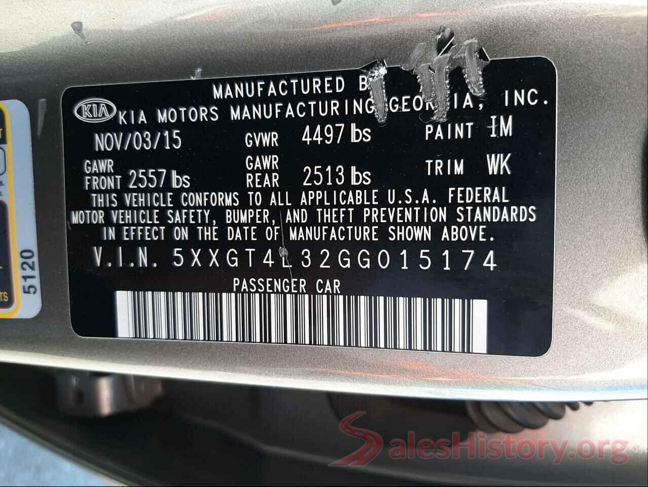 5XXGT4L32GG015174 2016 KIA OPTIMA