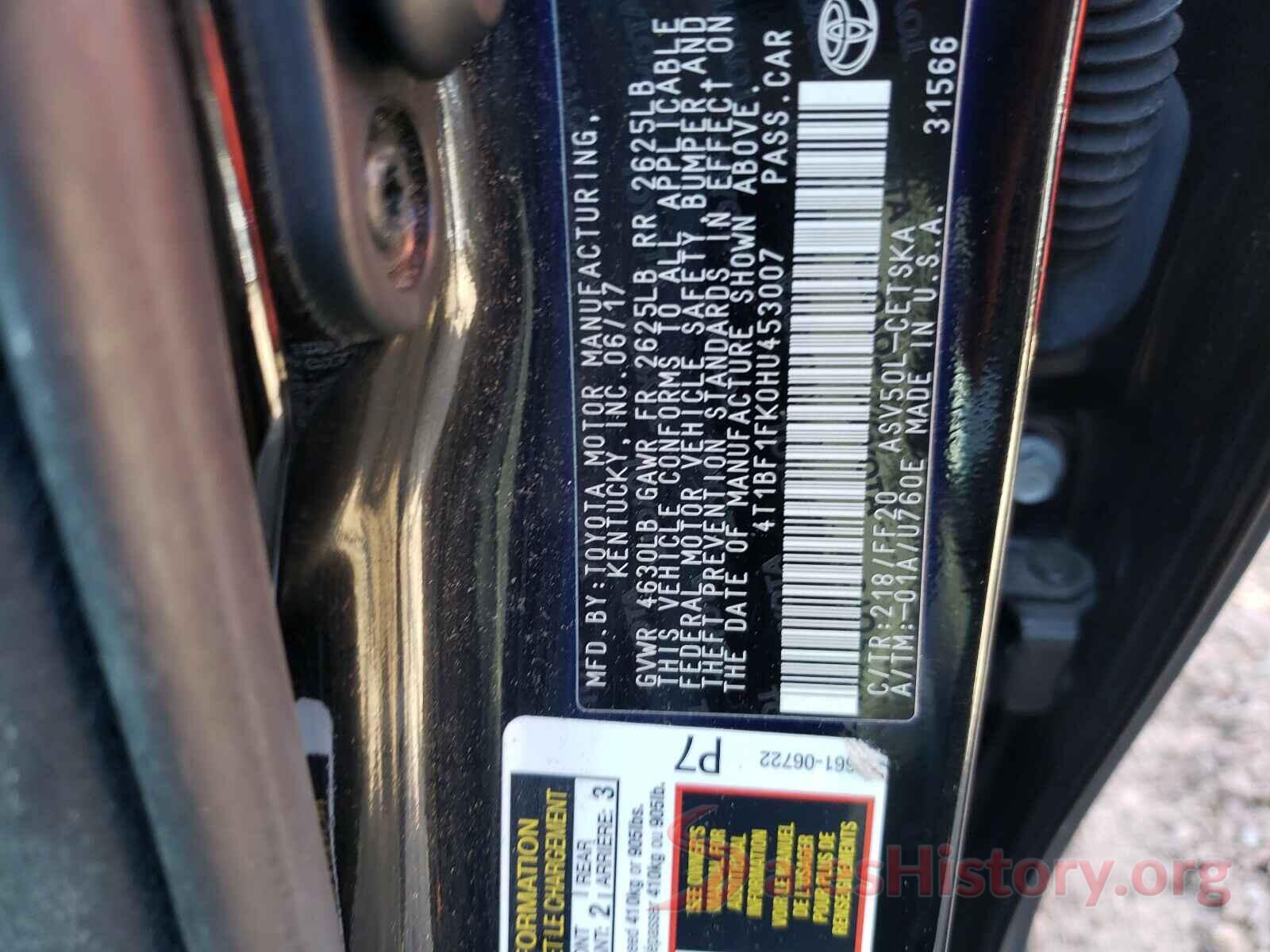 4T1BF1FK0HU453007 2017 TOYOTA CAMRY