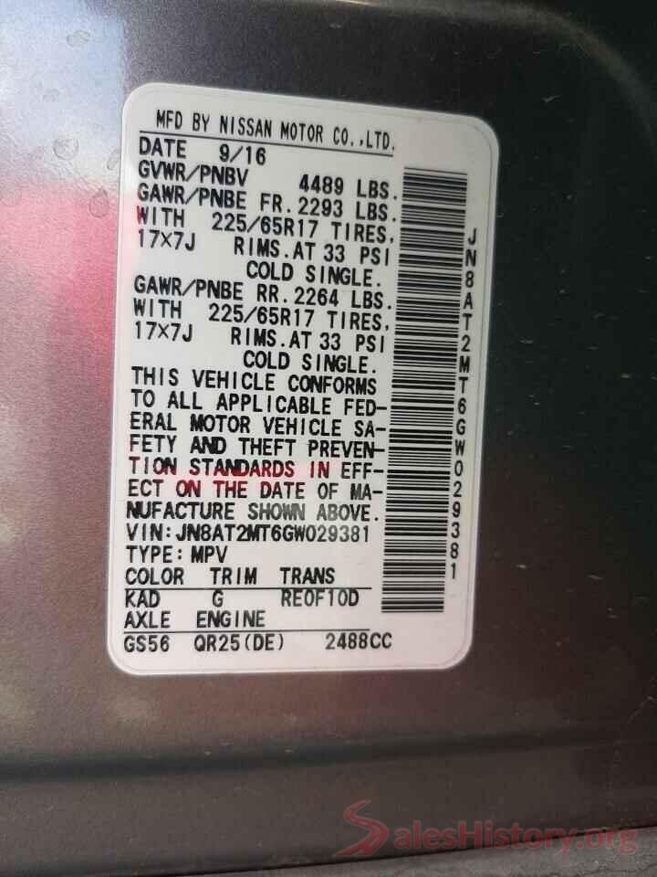 JN8AT2MT6GW029381 2016 NISSAN ROGUE