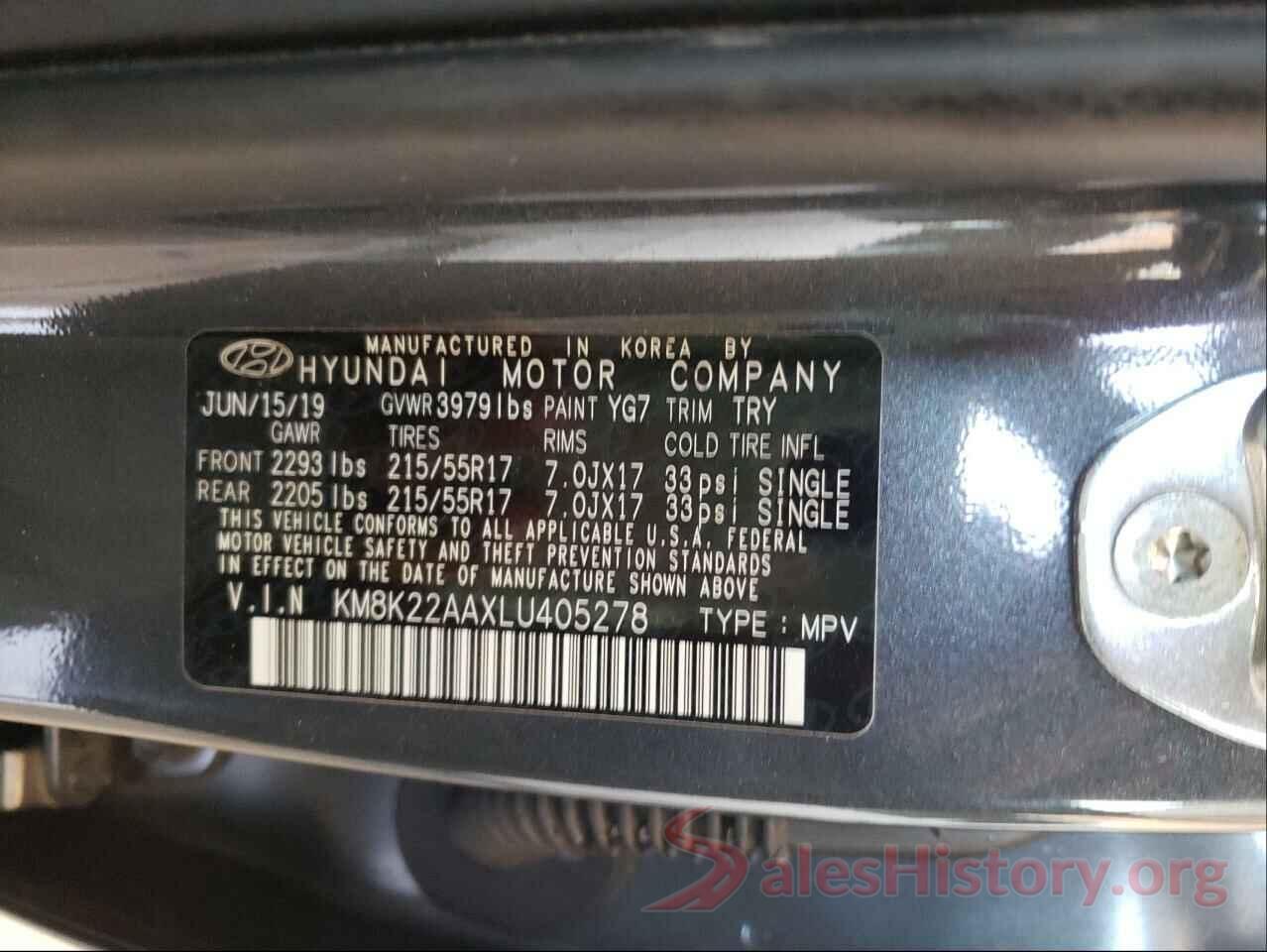 KM8K22AAXLU405278 2020 HYUNDAI KONA