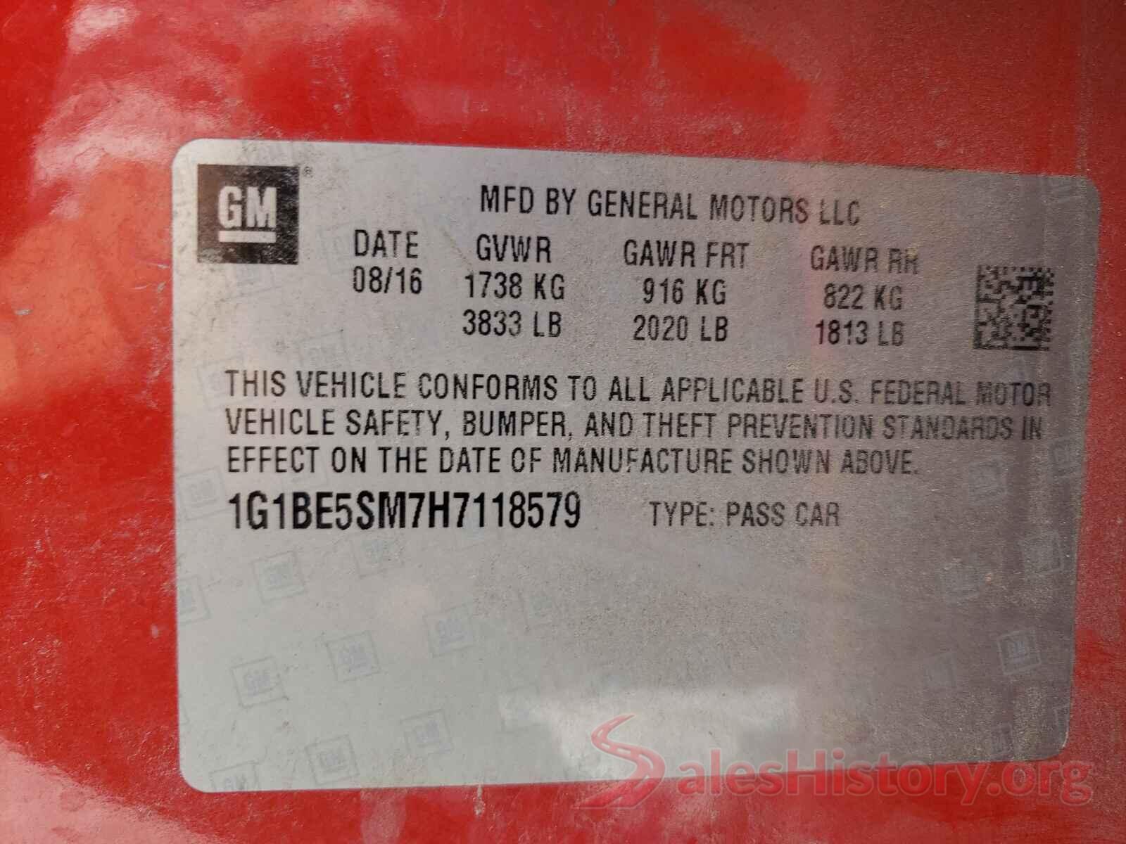 1G1BE5SM7H7118579 2017 CHEVROLET CRUZE