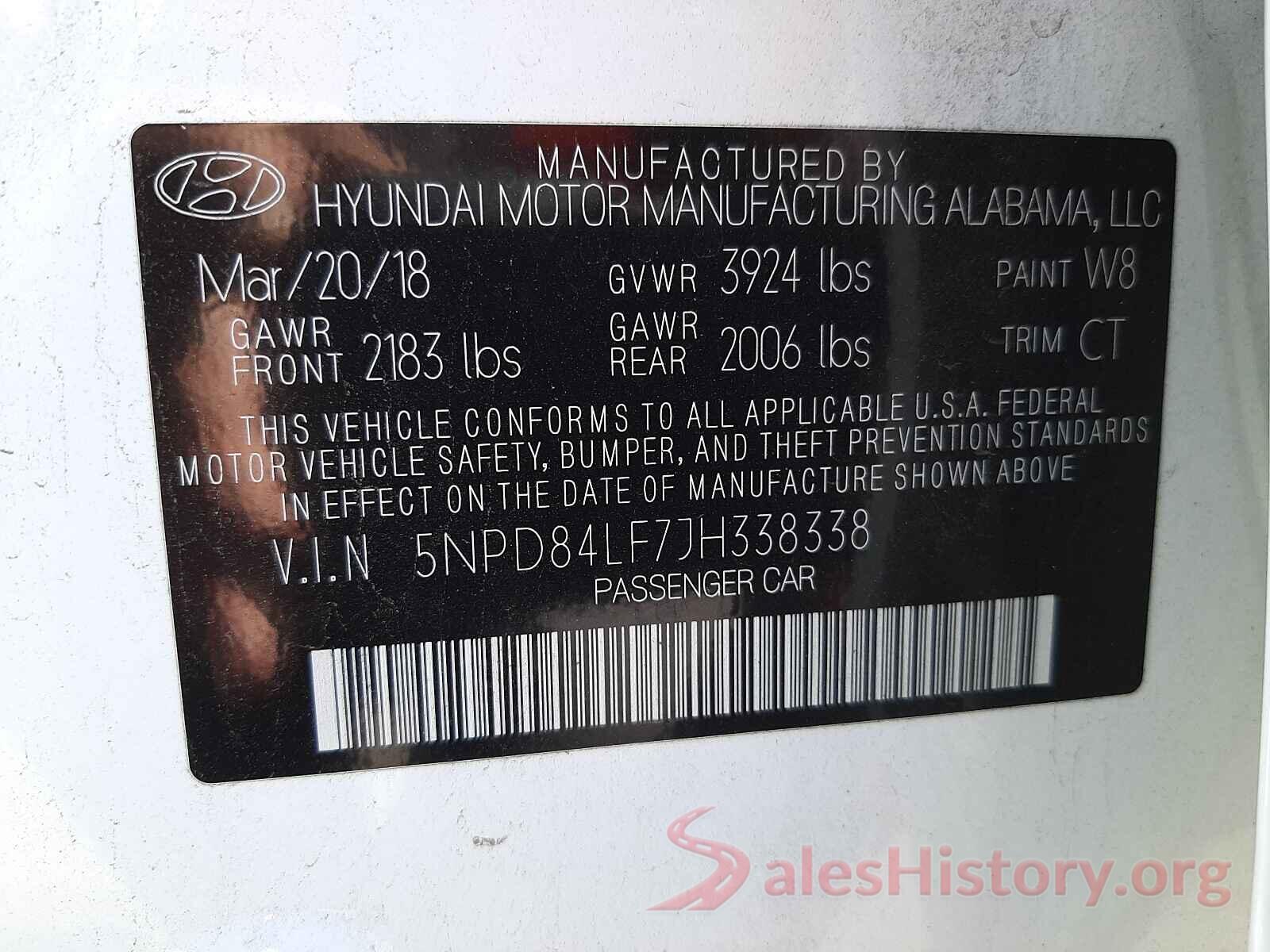 5NPD84LF7JH338338 2018 HYUNDAI ELANTRA