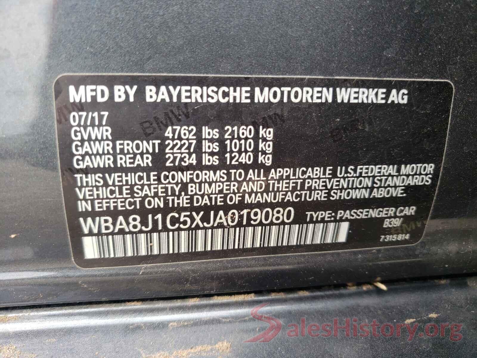 WBA8J1C5XJA019080 2018 BMW 3 SERIES