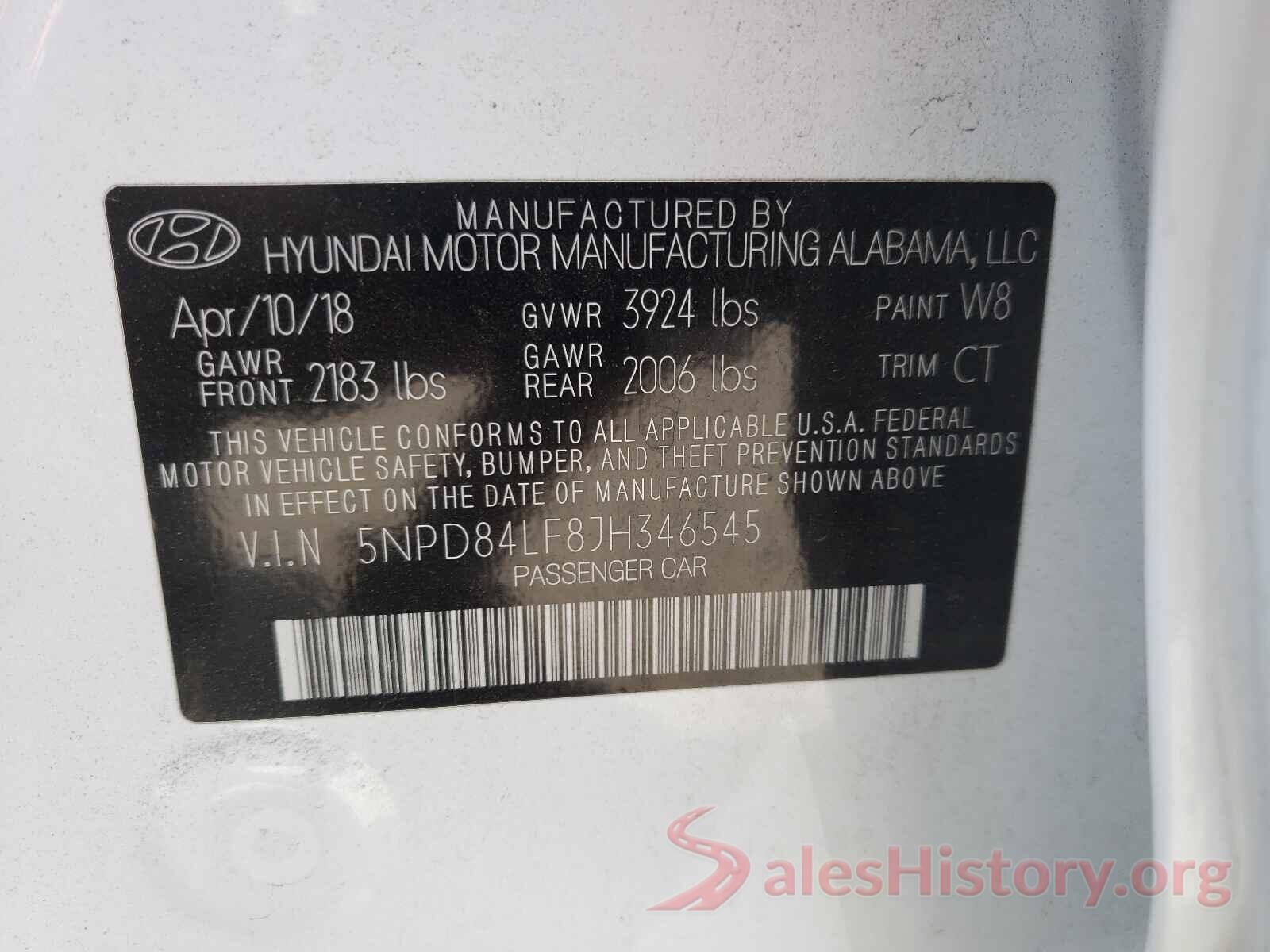 5NPD84LF8JH346545 2018 HYUNDAI ELANTRA