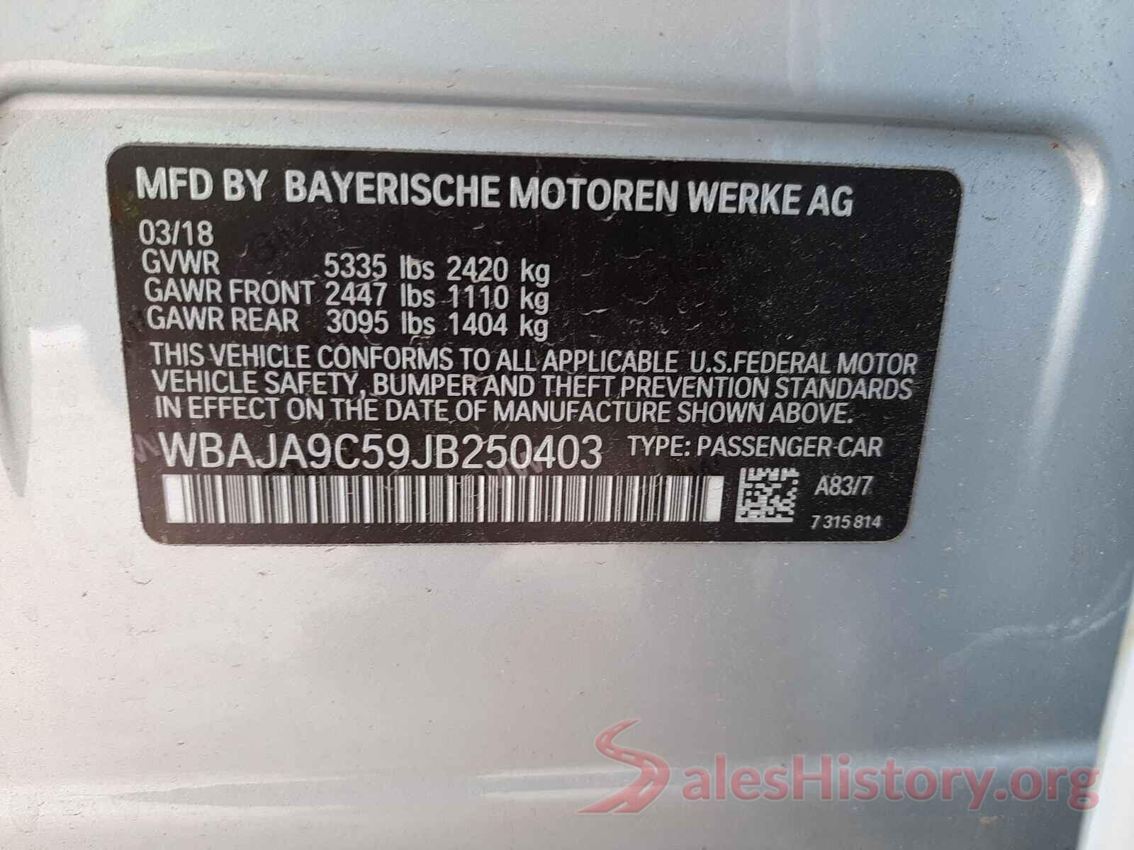 WBAJA9C59JB250403 2018 BMW 5 SERIES