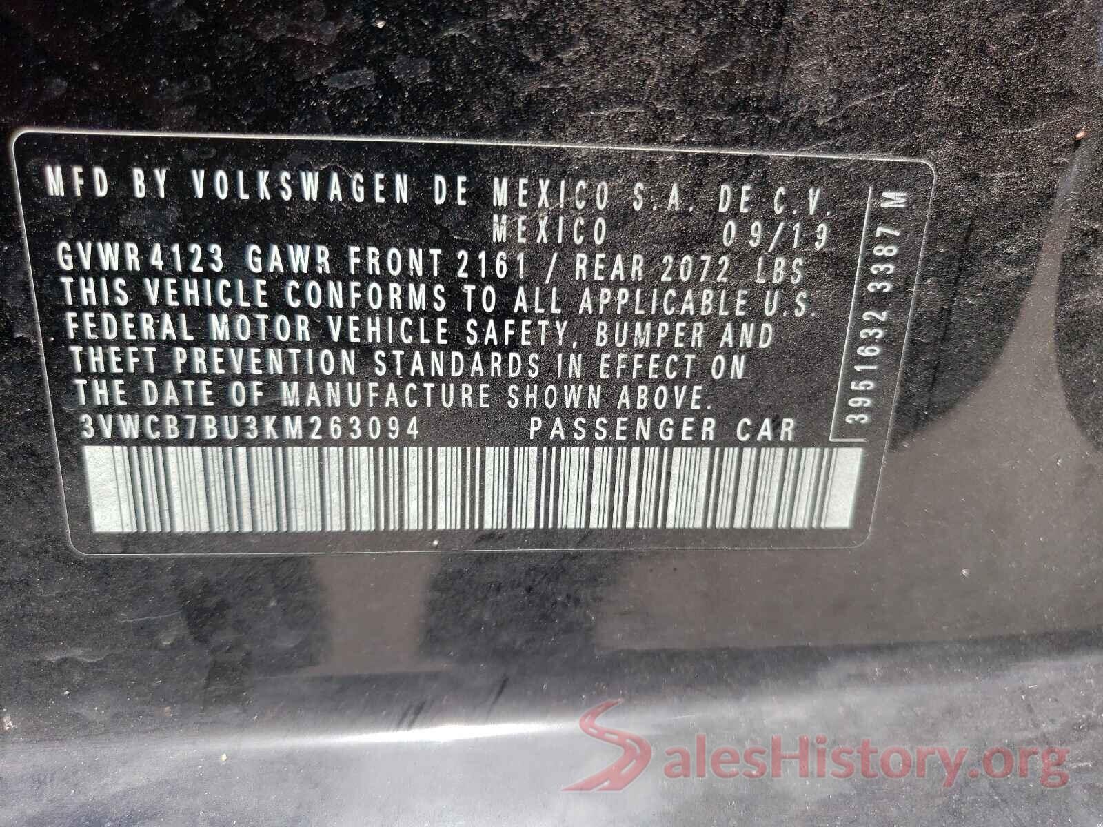 3VWCB7BU3KM263094 2019 VOLKSWAGEN JETTA