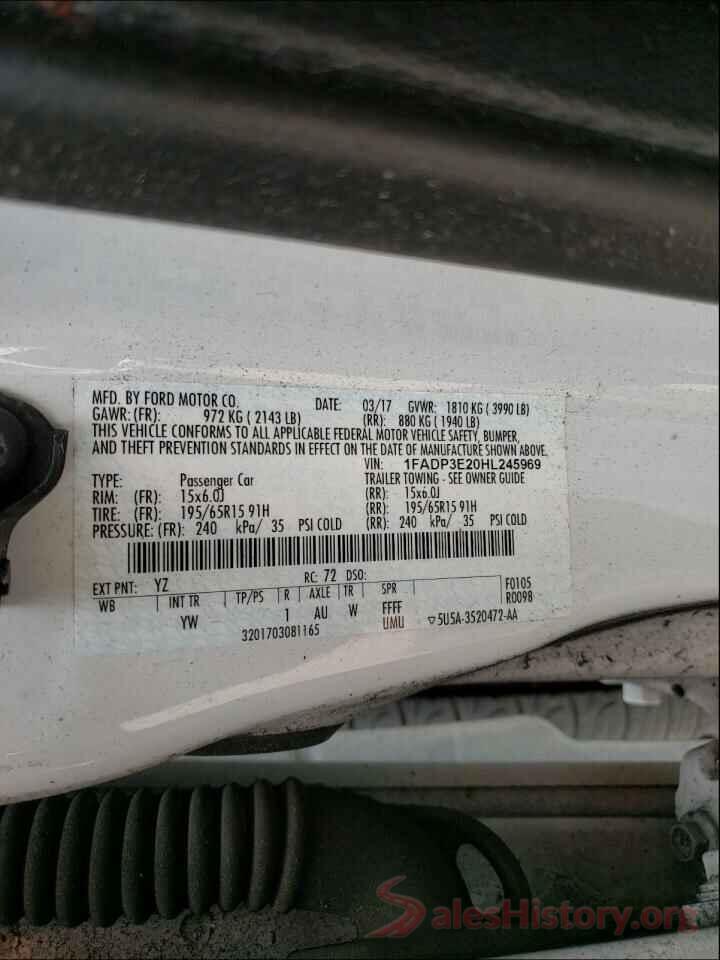 1FADP3E20HL245969 2017 FORD FOCUS