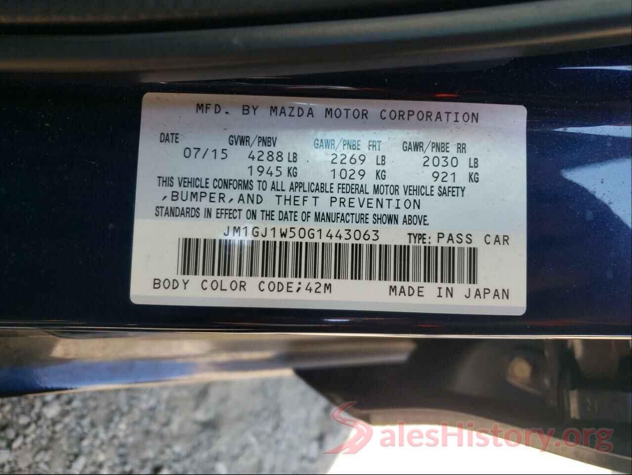 JM1GJ1W50G1443063 2016 MAZDA 6