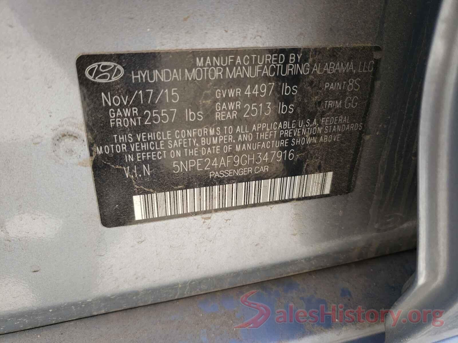 5NPE24AF9GH347916 2016 HYUNDAI SONATA