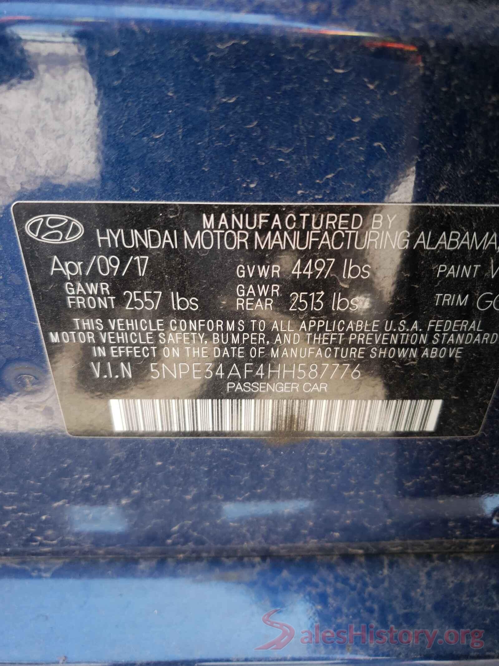 5NPE34AF4HH587776 2017 HYUNDAI SONATA