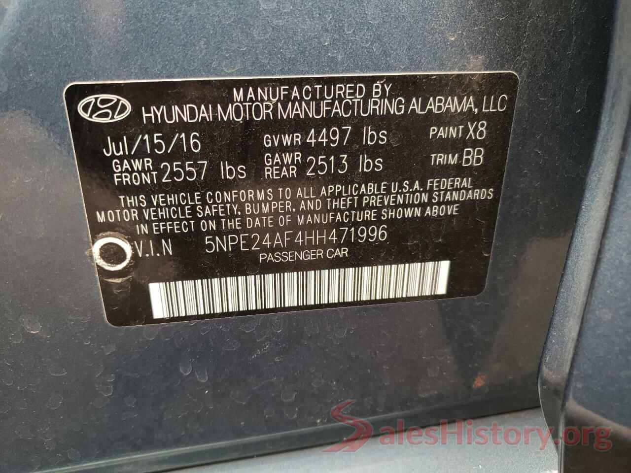 5NPE24AF4HH471996 2017 HYUNDAI SONATA