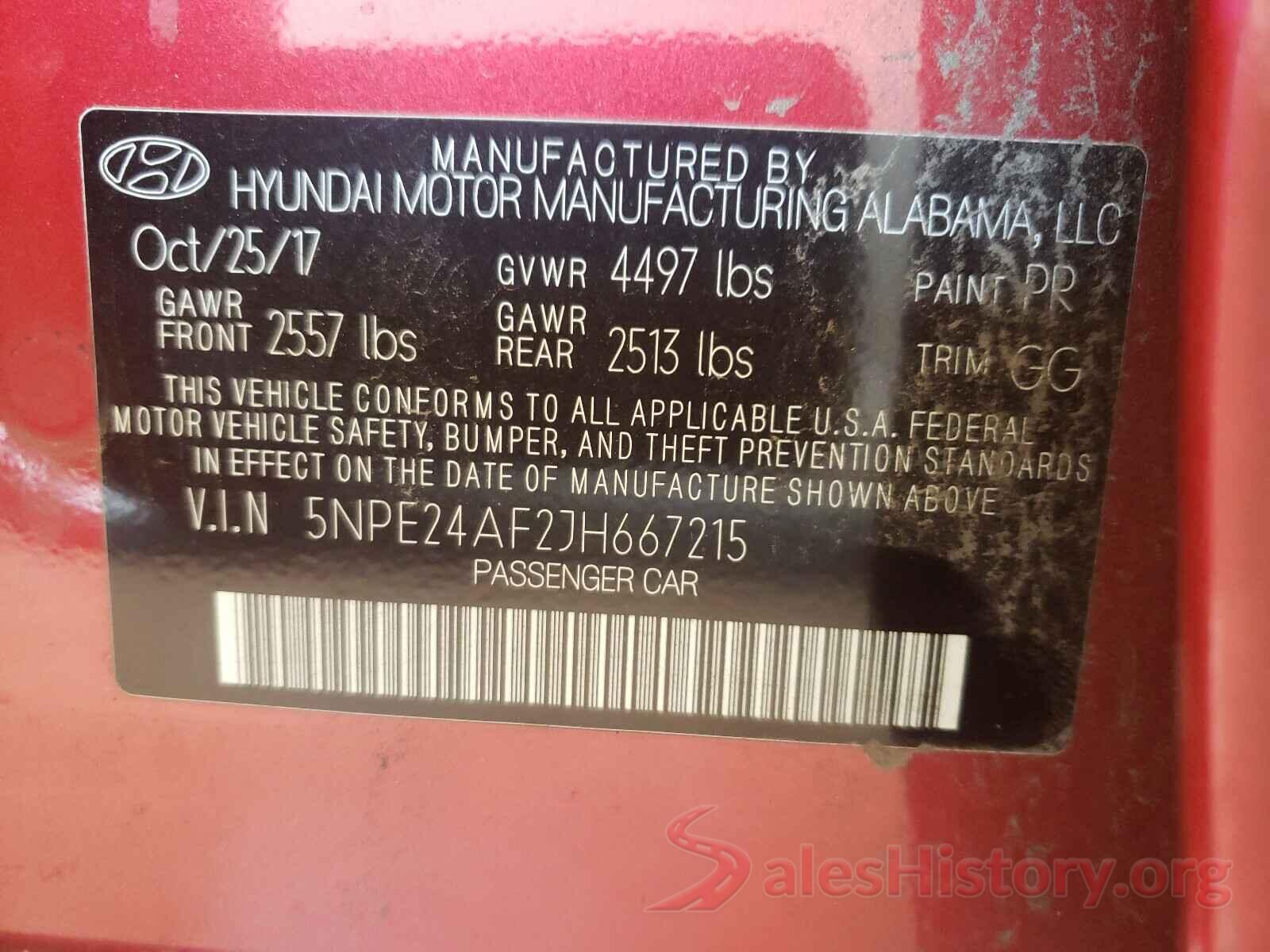 5NPE24AF2JH667215 2018 HYUNDAI SONATA