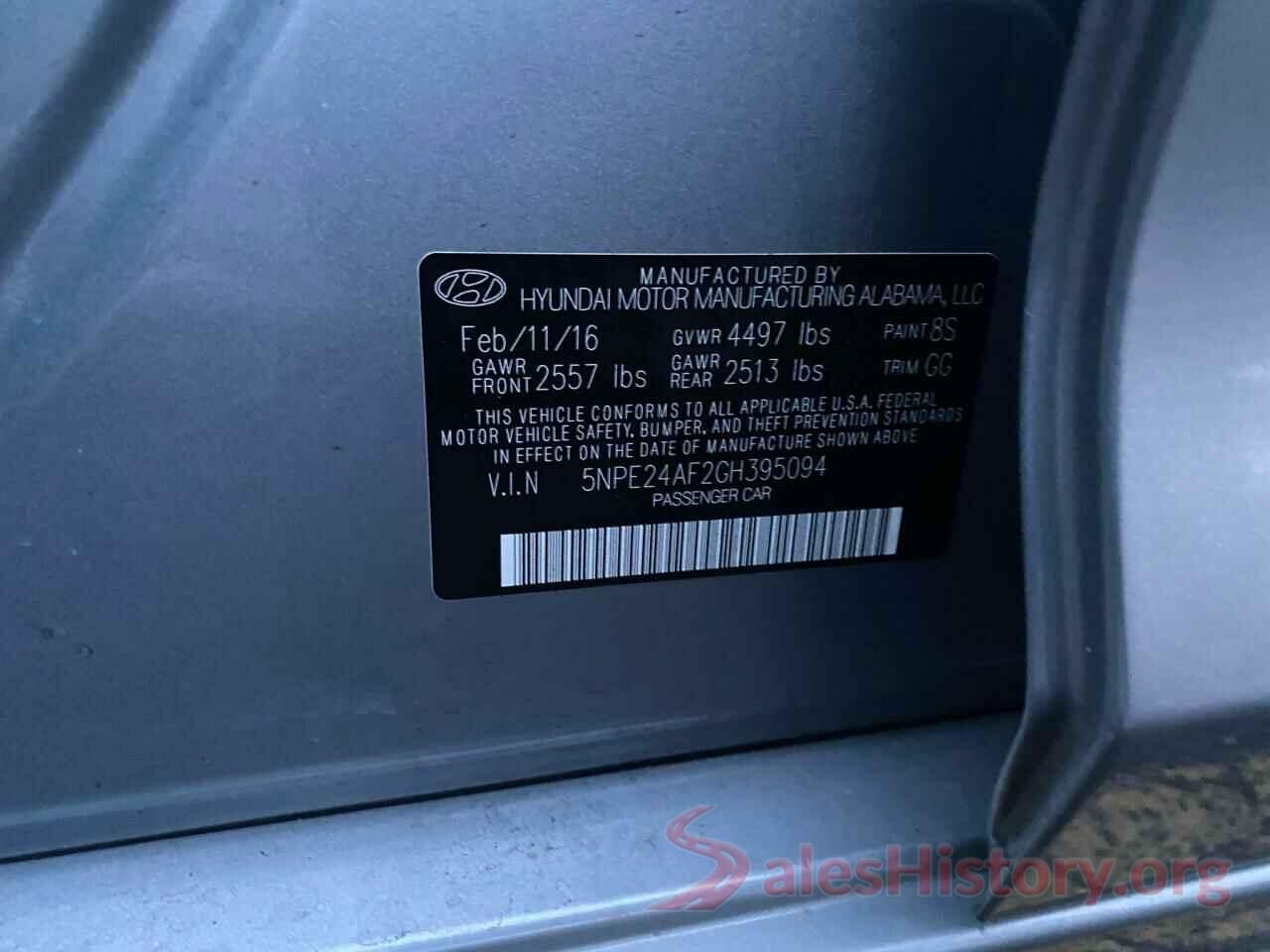 5NPE24AF2GH395094 2016 HYUNDAI SONATA