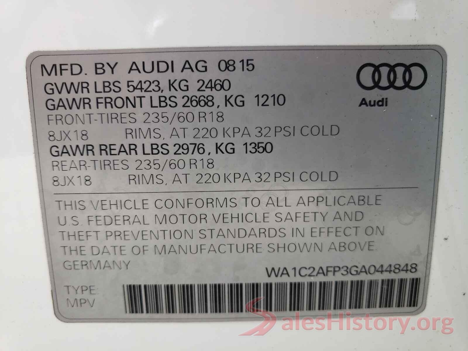 WA1C2AFP3GA044848 2016 AUDI Q5