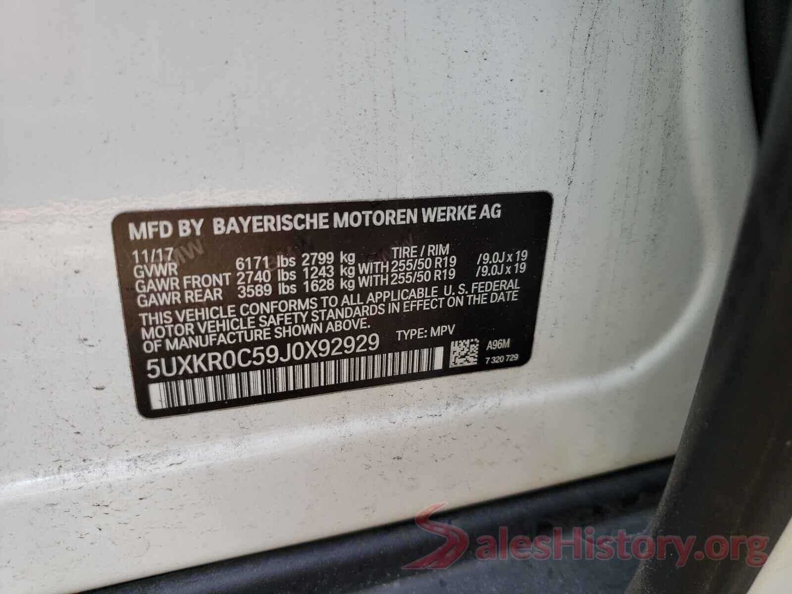 5UXKR0C59J0X92929 2018 BMW X5