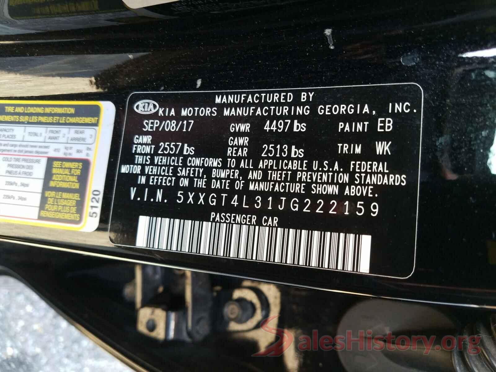 5XXGT4L31JG222159 2018 KIA OPTIMA