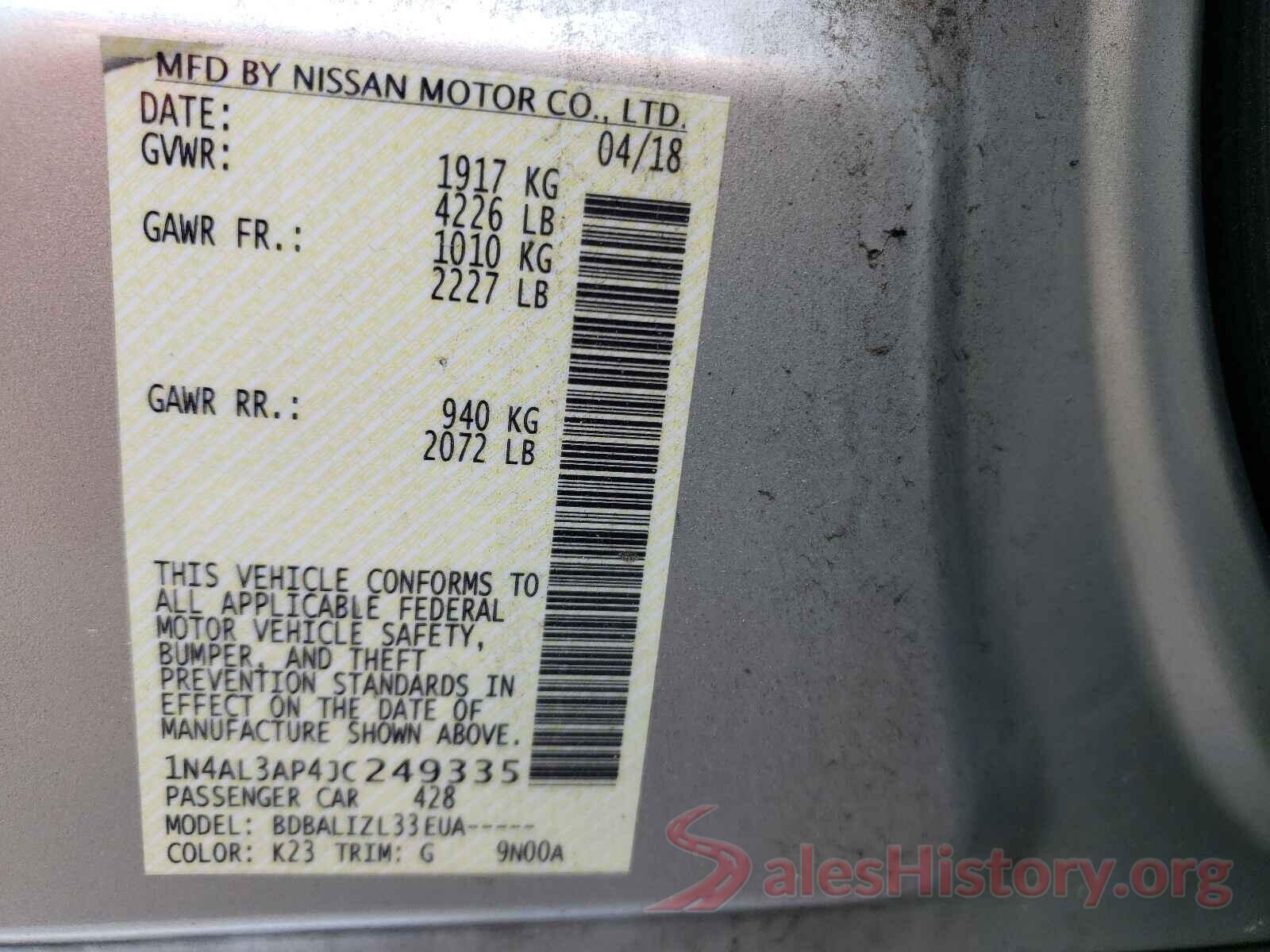 1N4AL3AP4JC249335 2018 NISSAN ALTIMA