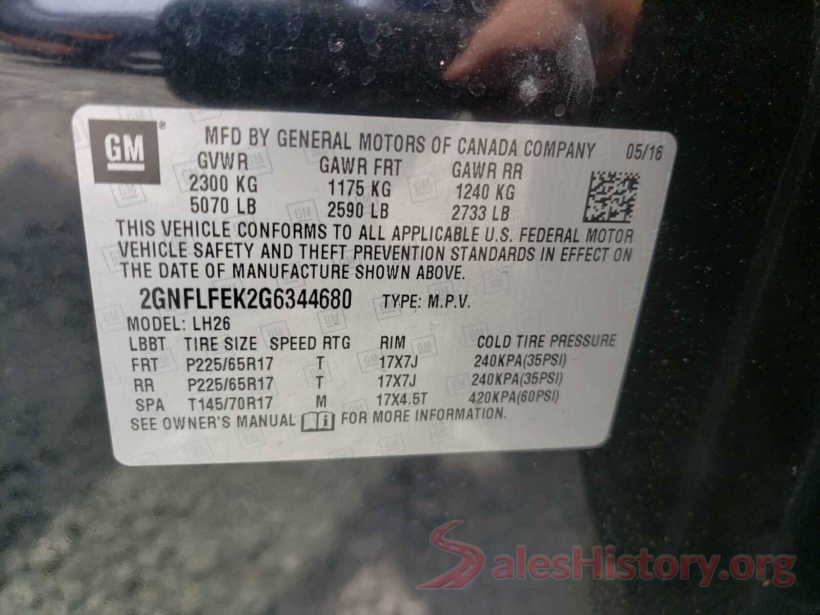 2GNFLFEK2G6344680 2016 CHEVROLET EQUINOX