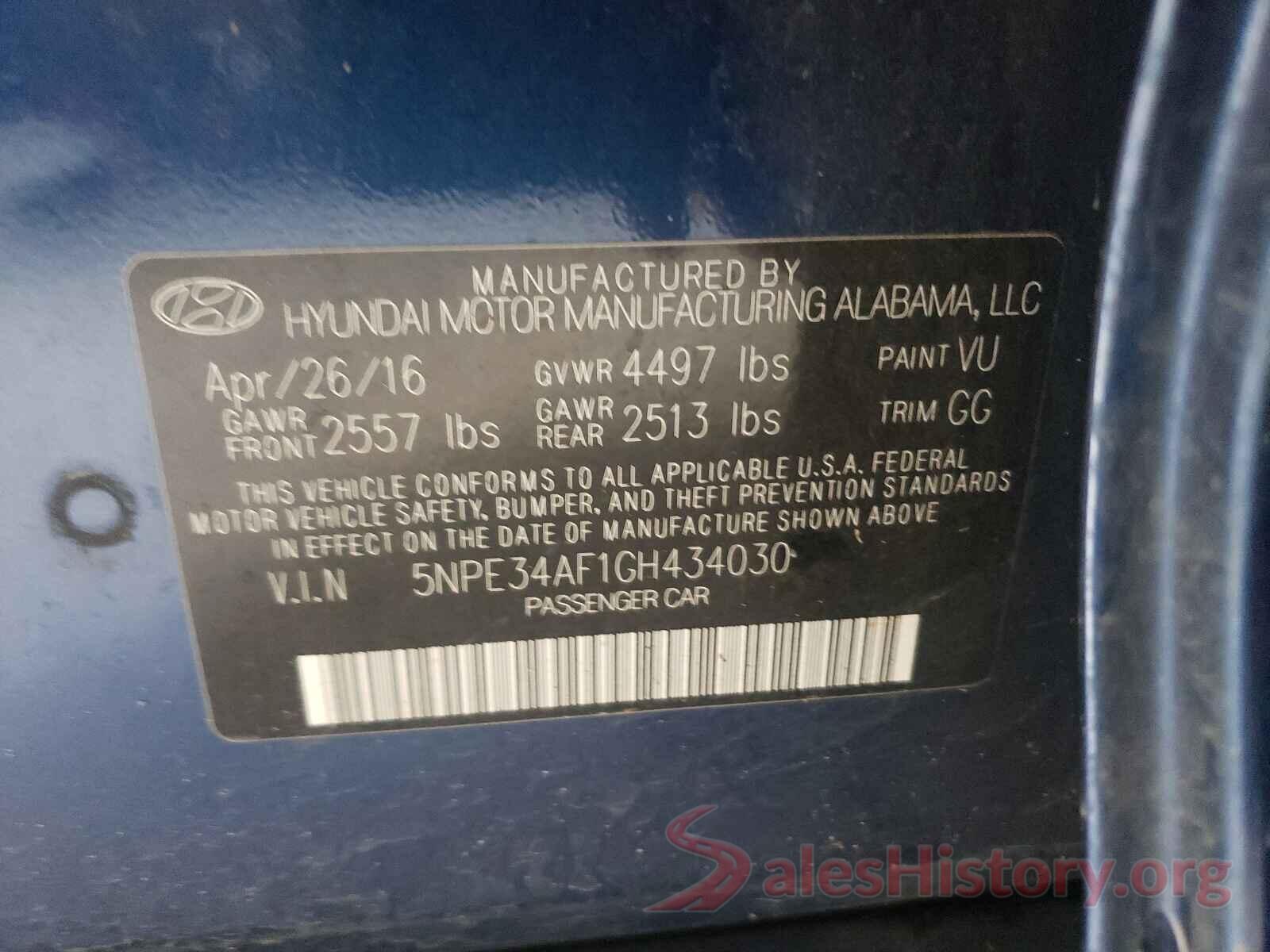 5NPE34AF1GH434030 2016 HYUNDAI SONATA