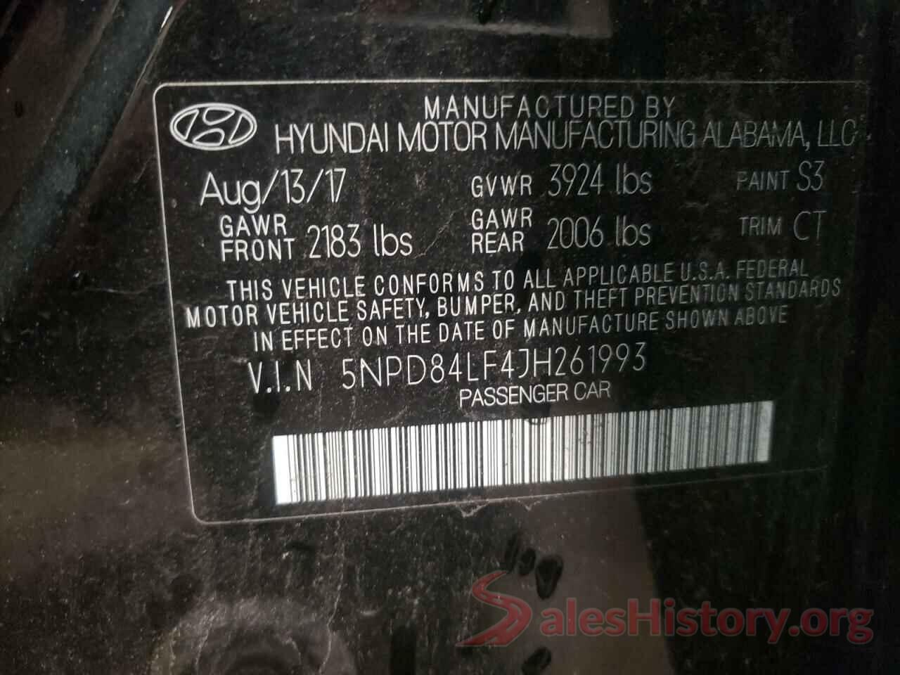 5NPD84LF4JH261993 2018 HYUNDAI ELANTRA