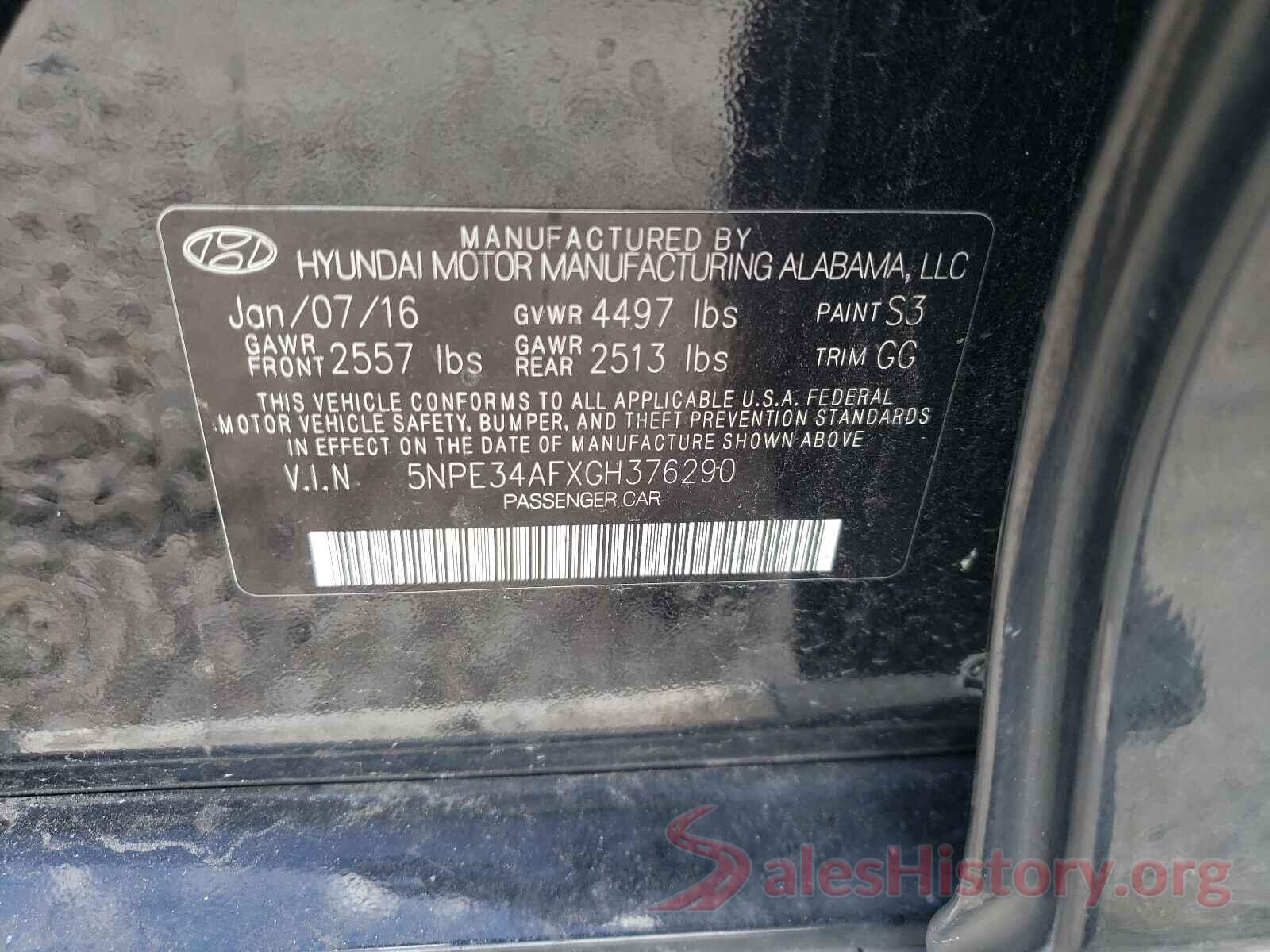 5NPE34AFXGH376290 2016 HYUNDAI SONATA