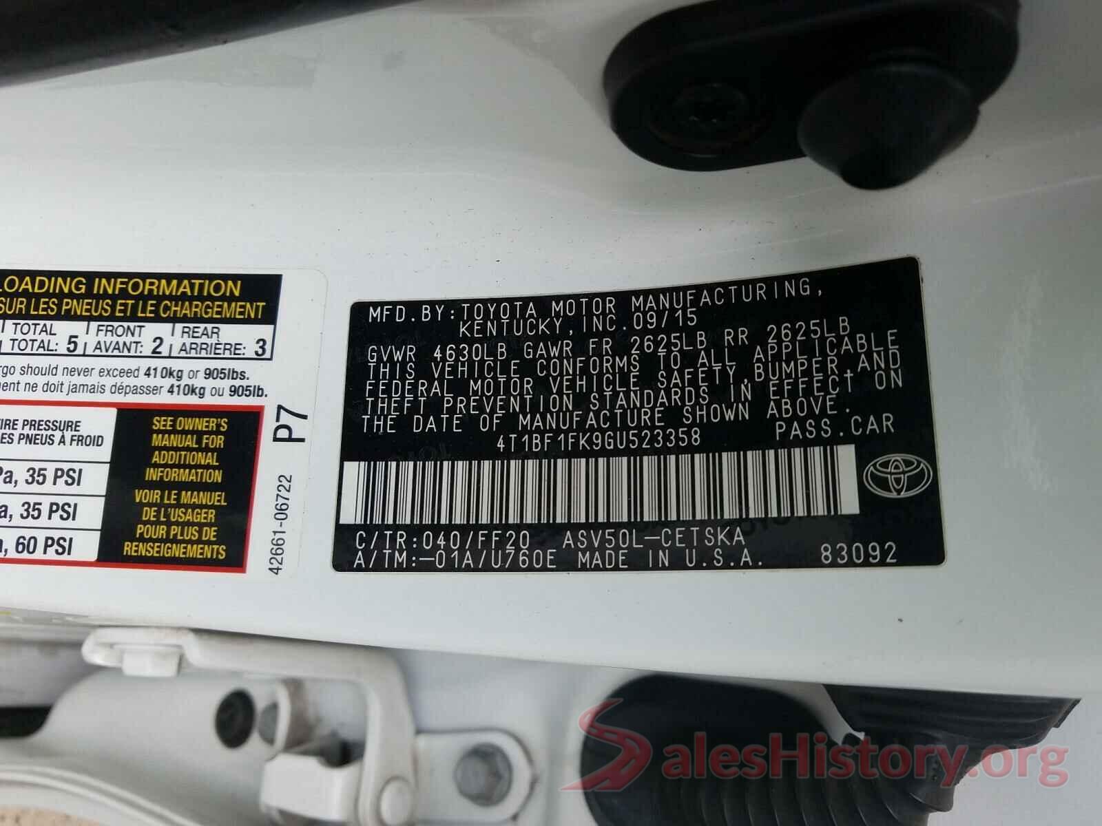 4T1BF1FK9GU523358 2016 TOYOTA CAMRY