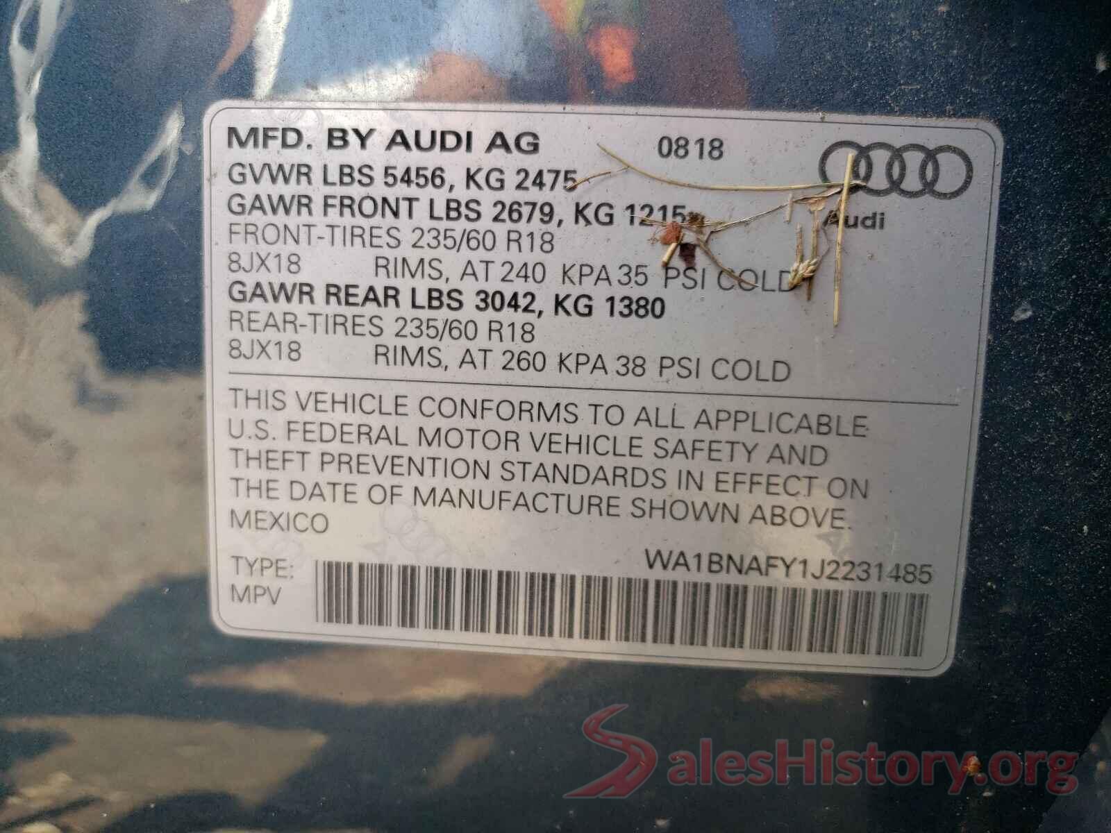 WA1BNAFY1J2231485 2018 AUDI Q5