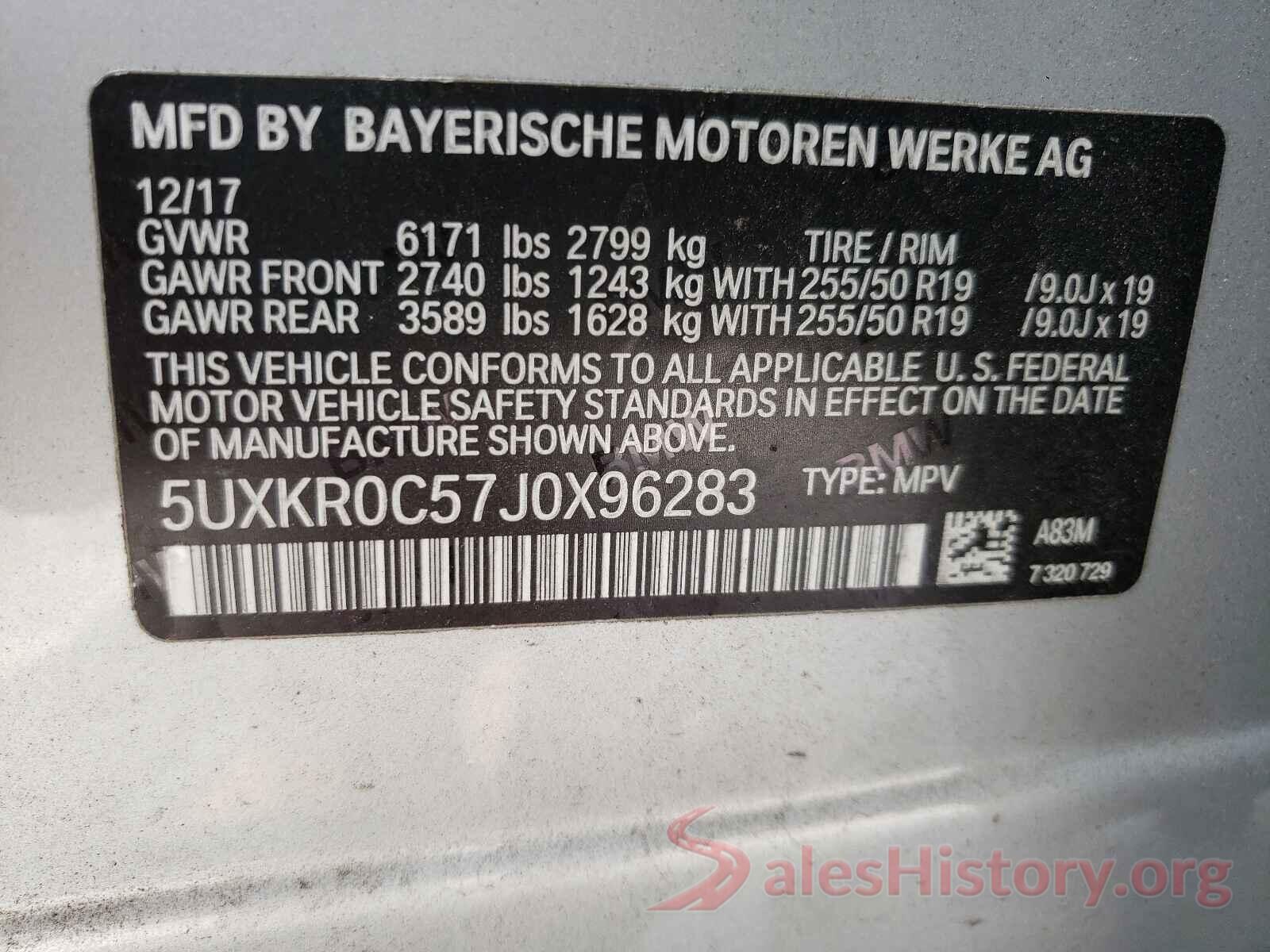 5UXKR0C57J0X96283 2018 BMW X5