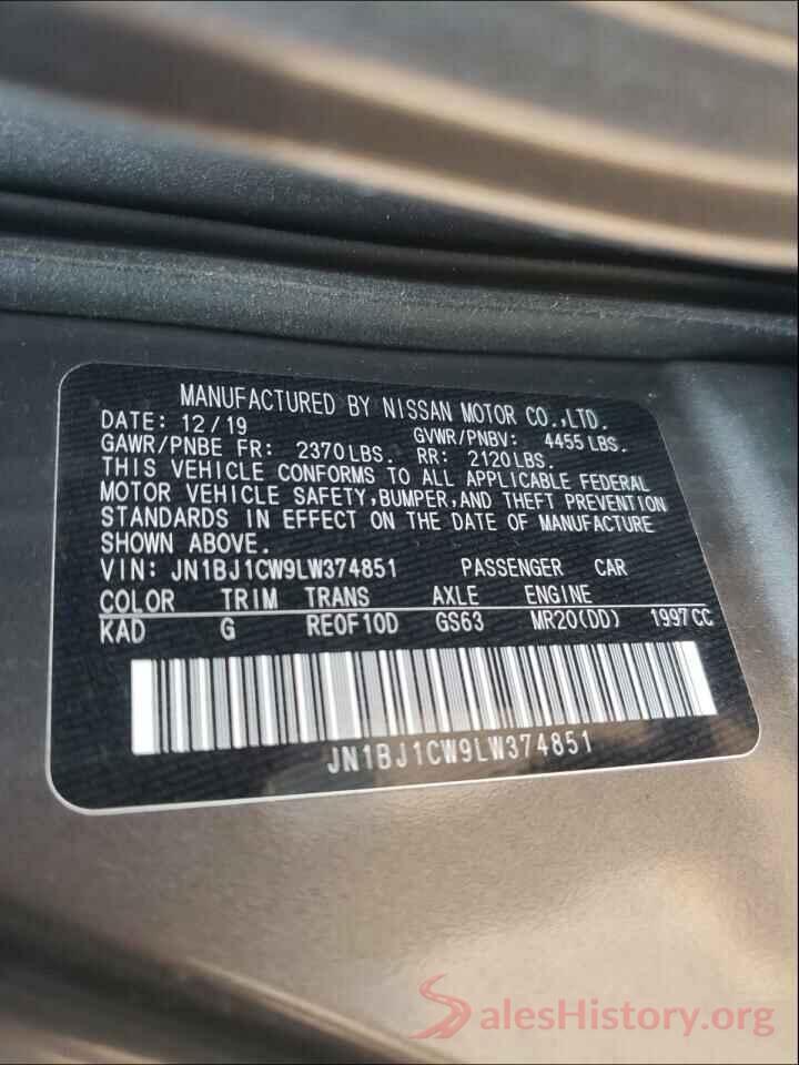 JN1BJ1CW9LW374851 2020 NISSAN ROGUE