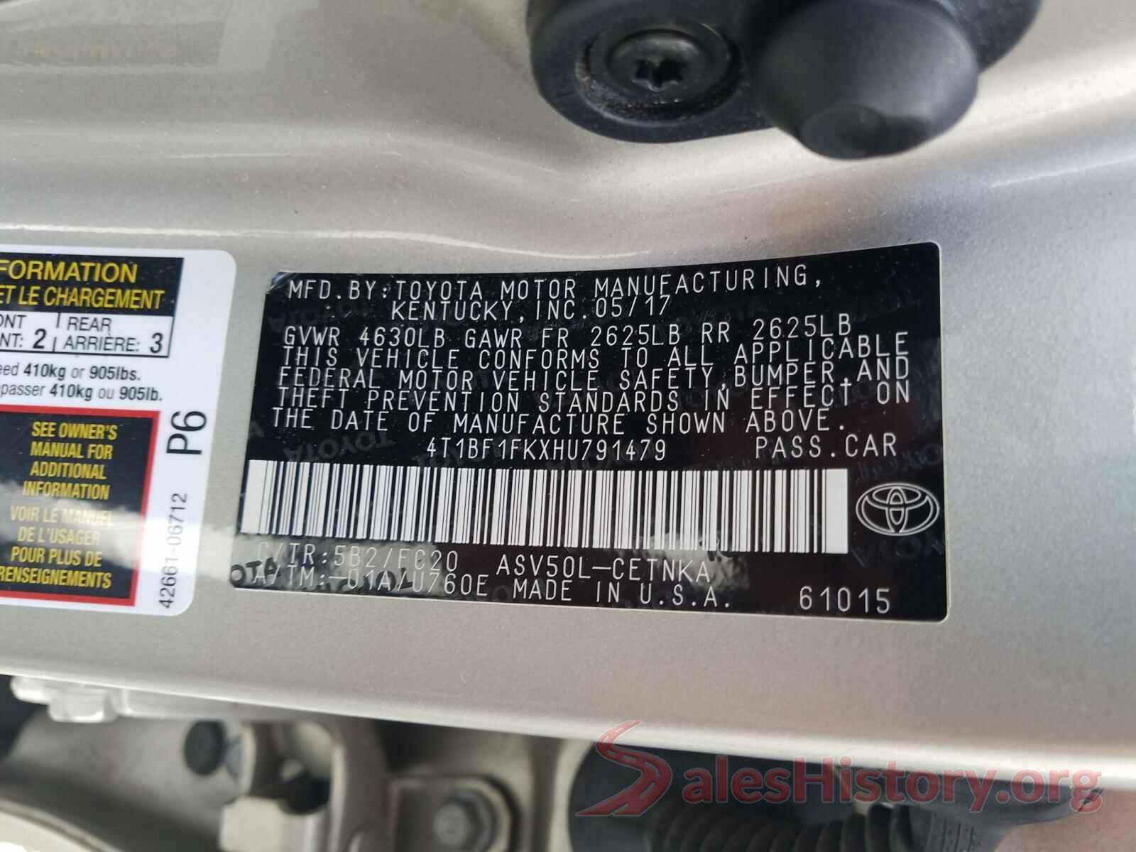 4T1BF1FKXHU791479 2017 TOYOTA CAMRY