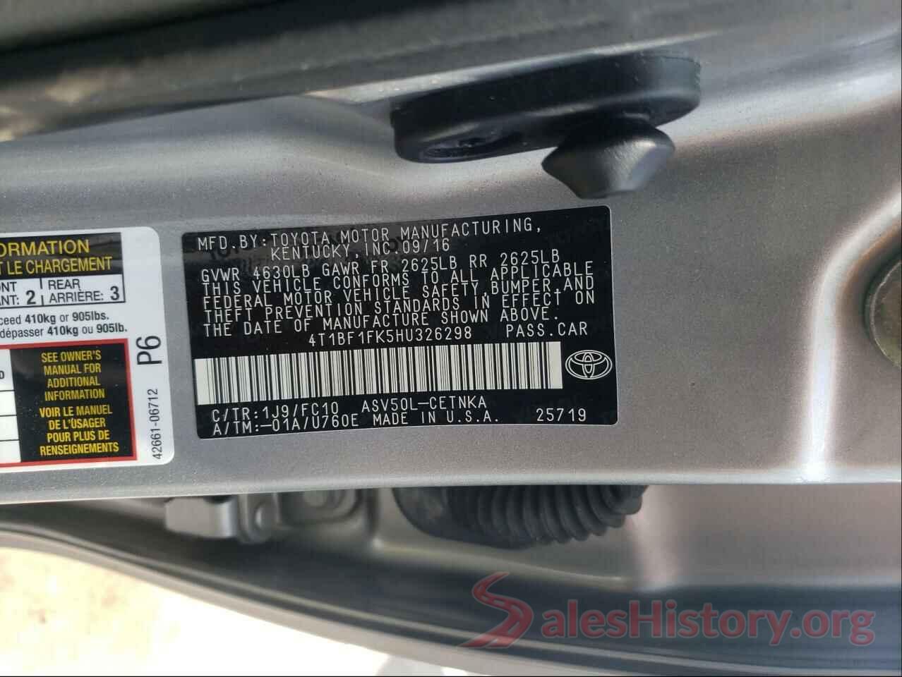 4T1BF1FK5HU326298 2017 TOYOTA CAMRY