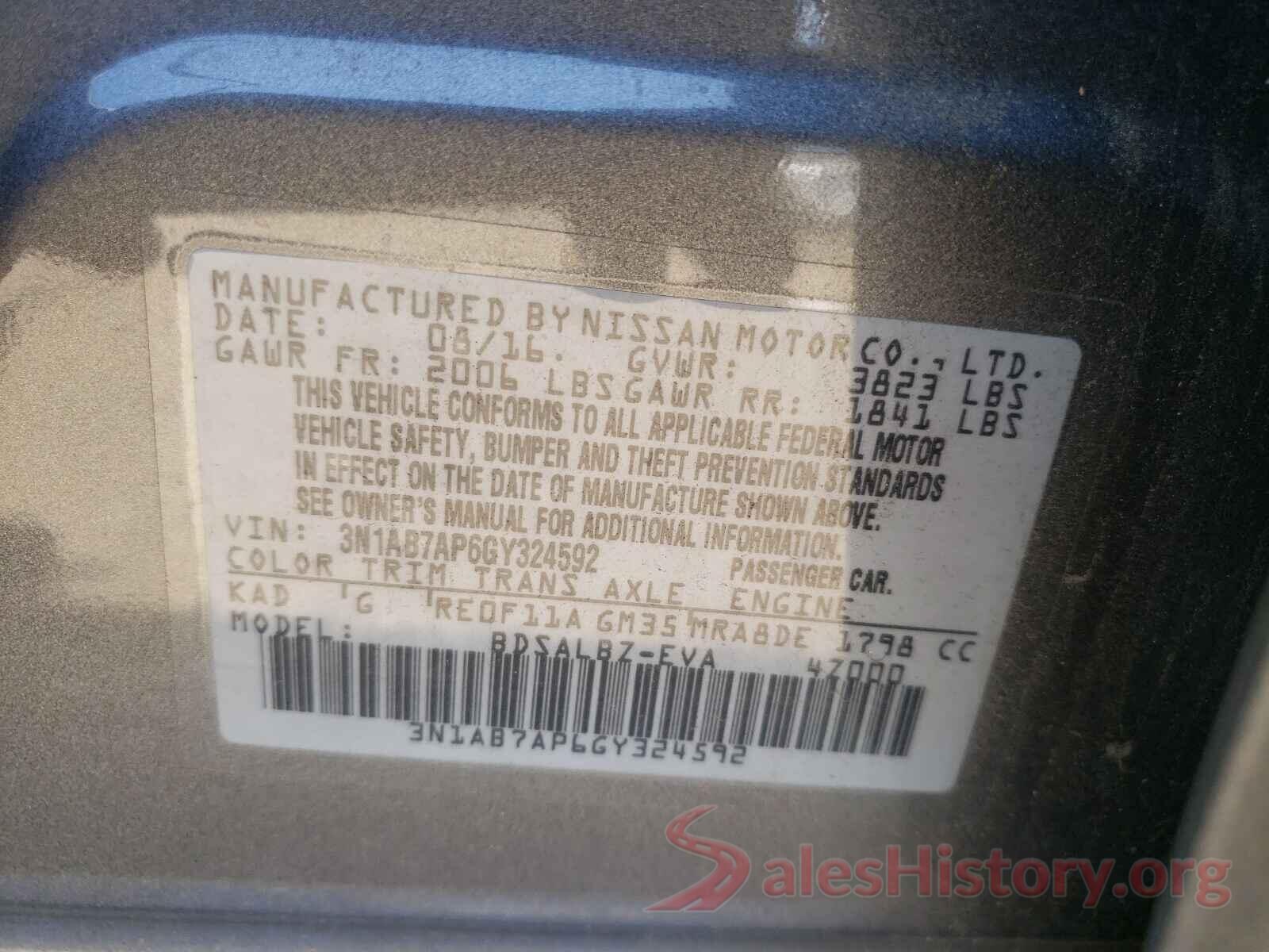 3N1AB7AP6GY324592 2016 NISSAN SENTRA