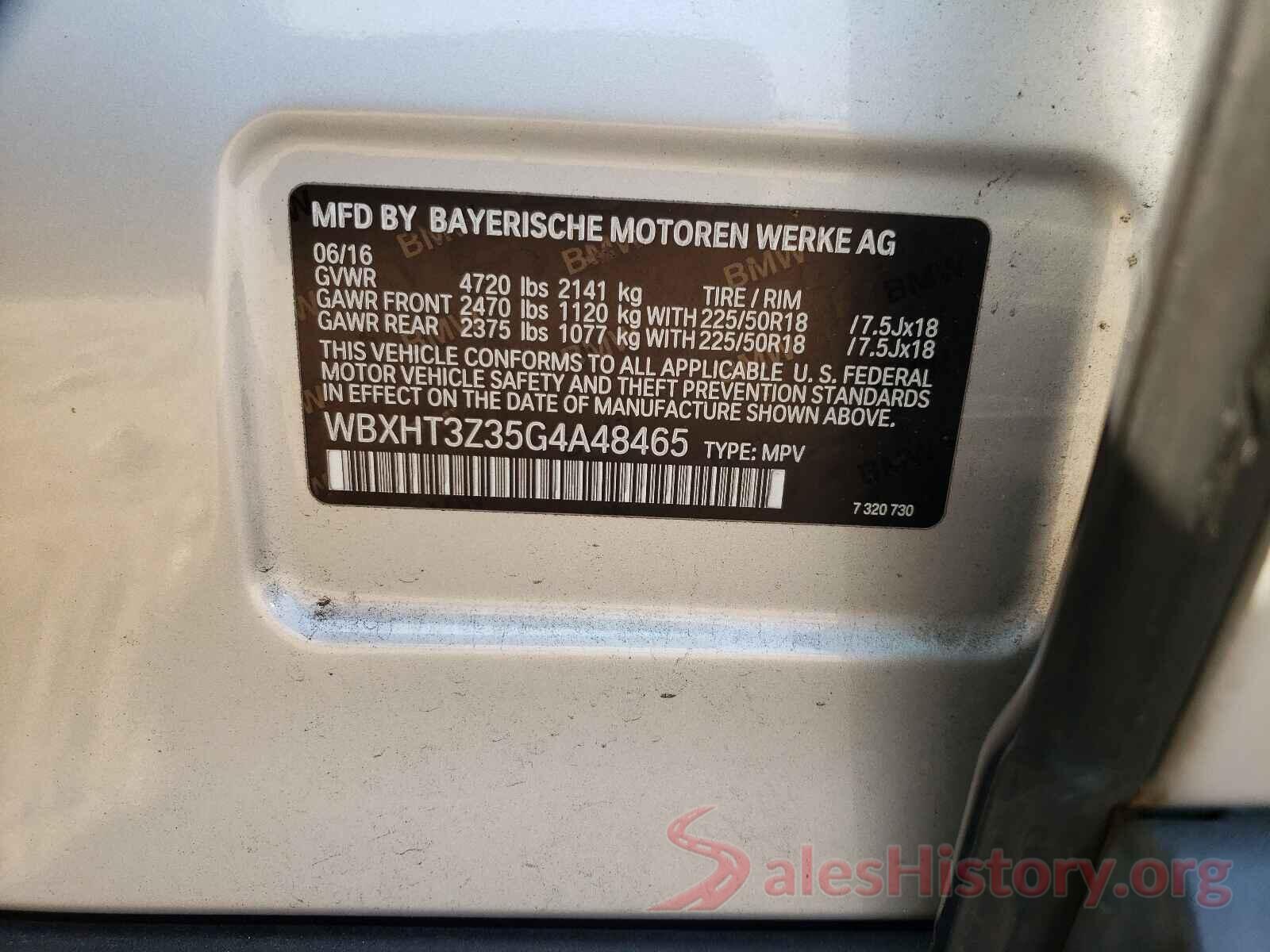 WBXHT3Z35G4A48465 2016 BMW X1