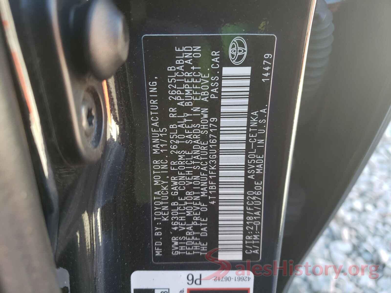 4T1BF1FK3GU167179 2016 TOYOTA CAMRY