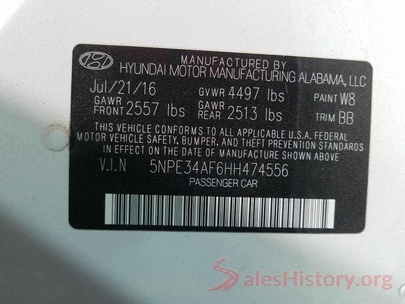 5NPE34AF6HH474556 2017 HYUNDAI SONATA