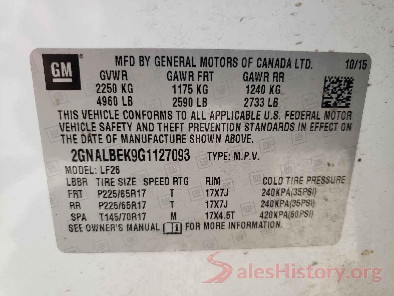 2GNALBEK9G1127093 2016 CHEVROLET EQUINOX