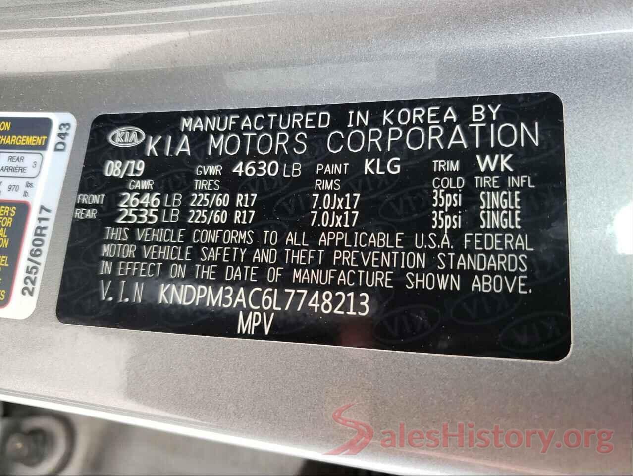 KNDPM3AC6L7748213 2020 KIA SPORTAGE