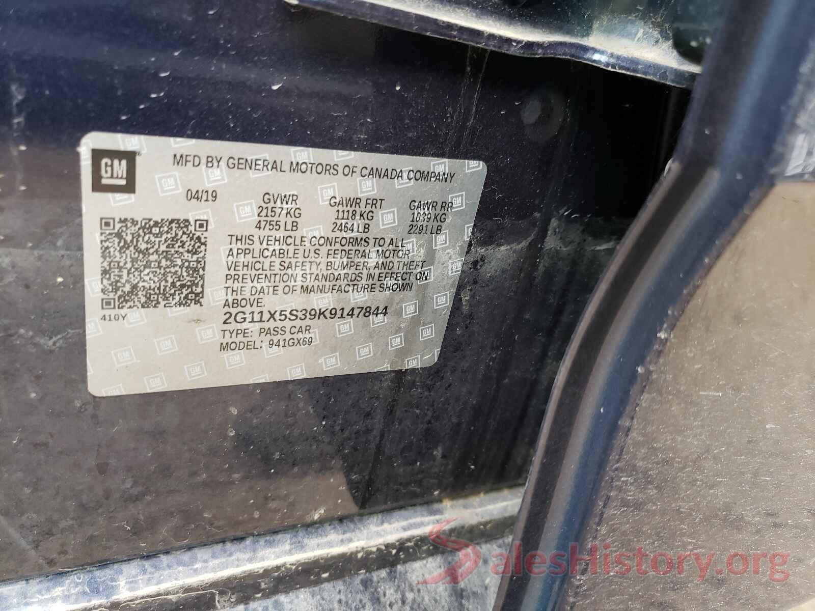 2G11X5S39K9147844 2019 CHEVROLET IMPALA