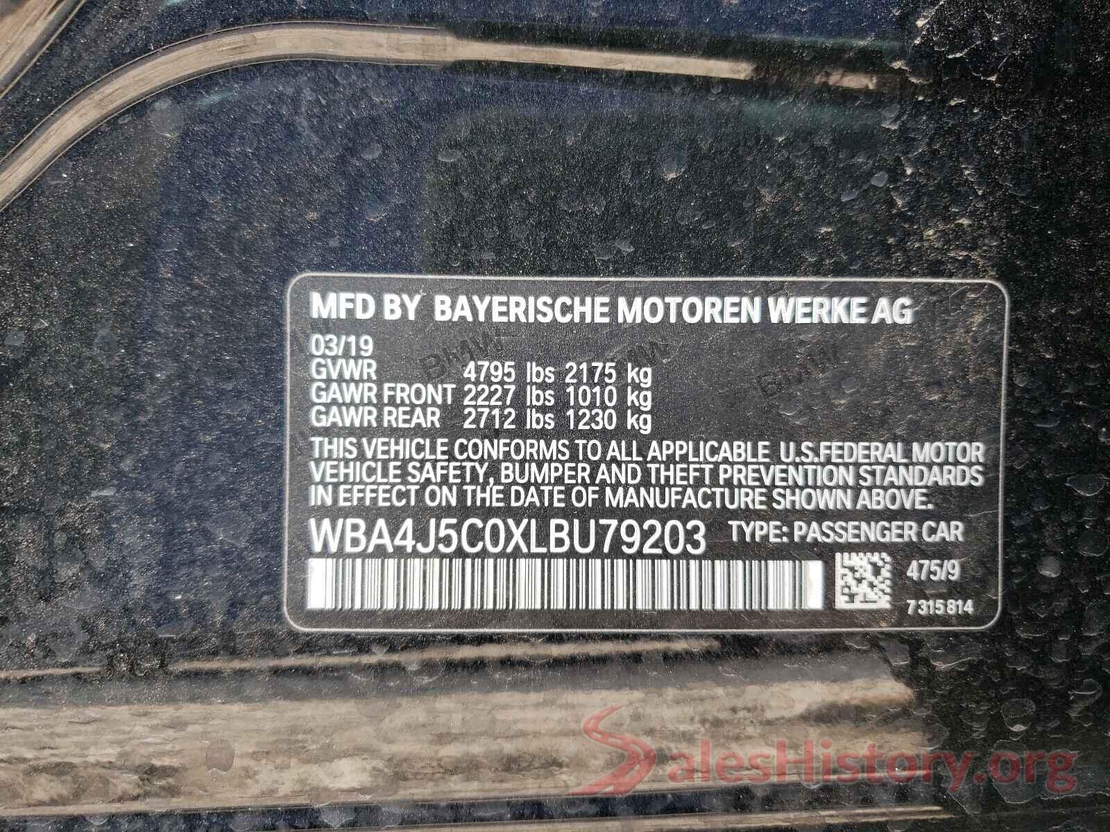 WBA4J5C0XLBU79203 2020 BMW 4 SERIES