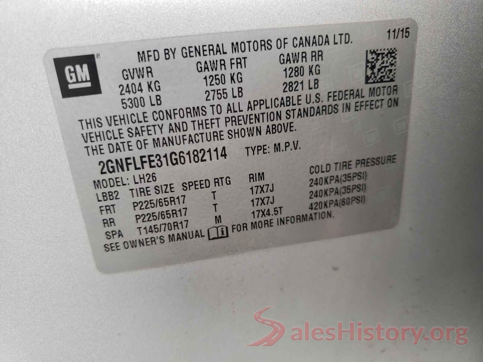 2GNFLFE31G6182114 2016 CHEVROLET EQUINOX