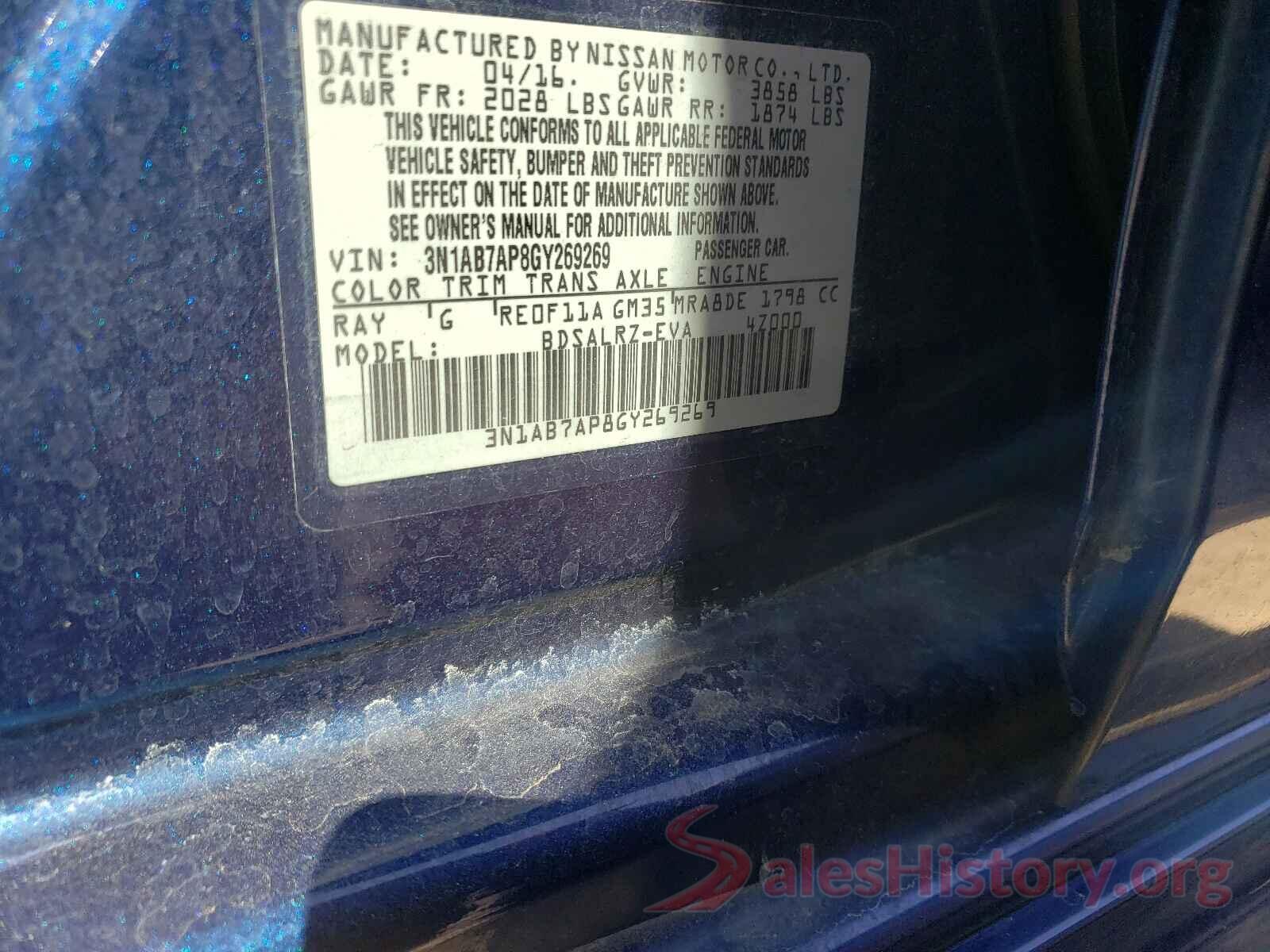 3N1AB7AP8GY269269 2016 NISSAN SENTRA