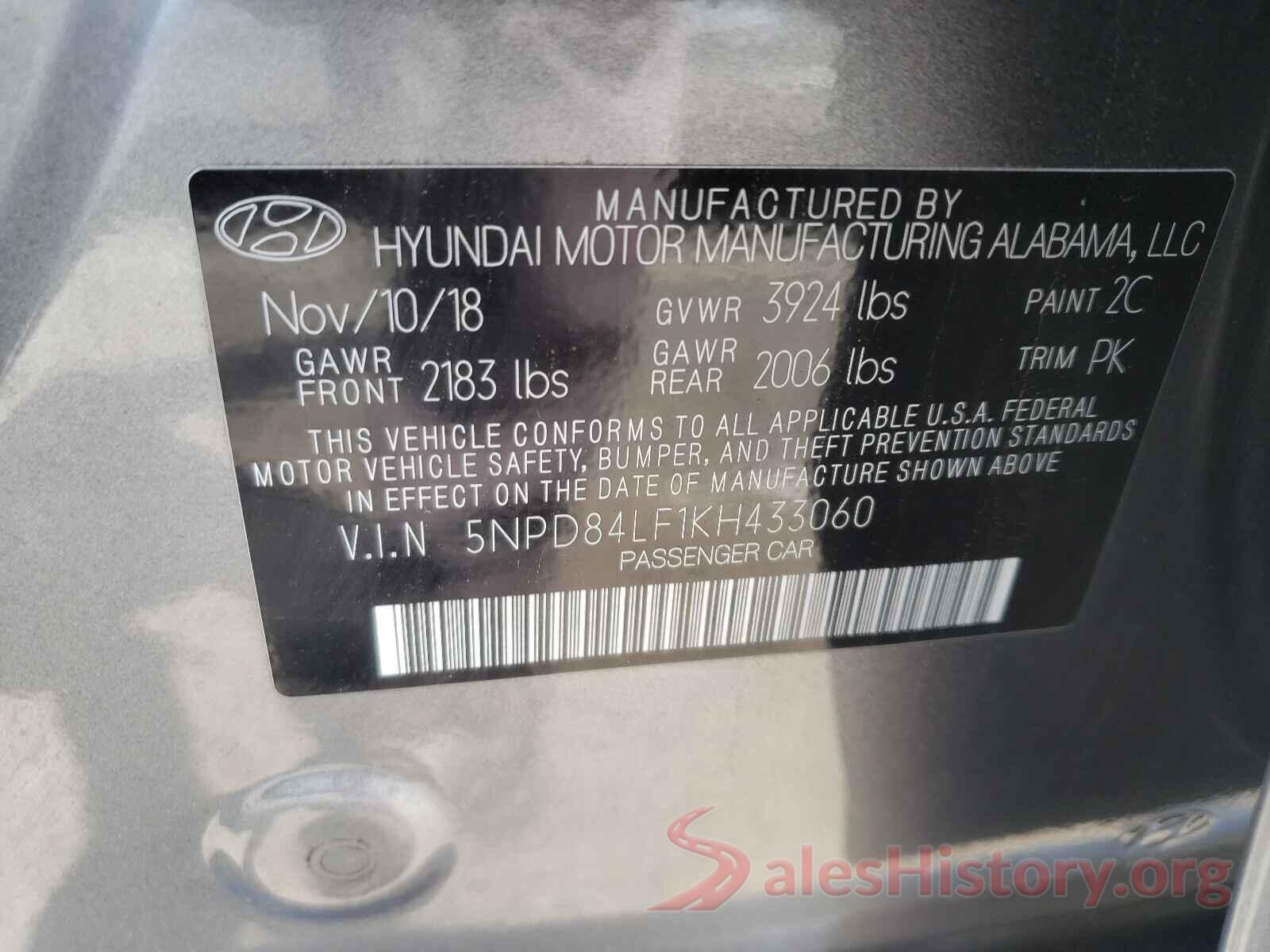 5NPD84LF1KH433060 2019 HYUNDAI ELANTRA