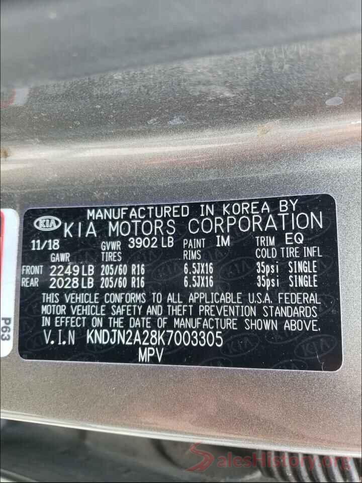 KNDJN2A28K7003305 2019 KIA SOUL