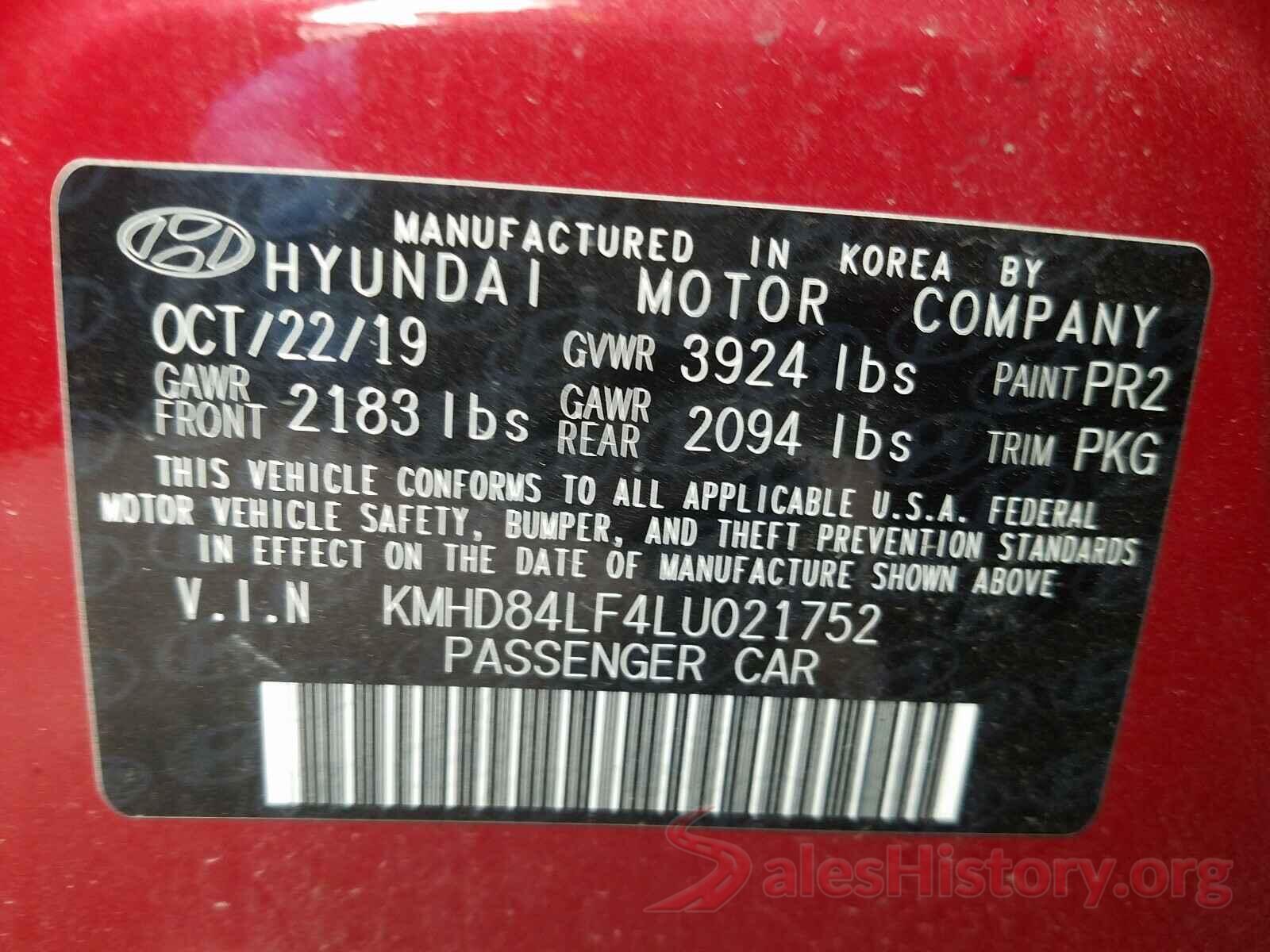 KMHD84LF4LU021752 2020 HYUNDAI ELANTRA