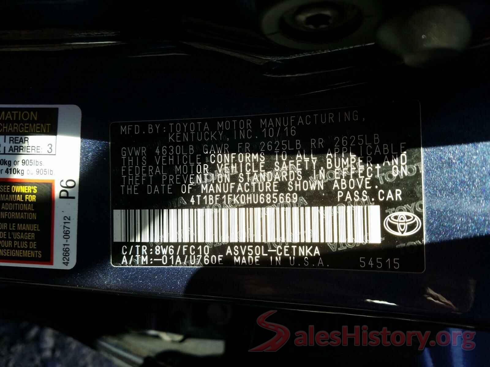 4T1BF1FK0HU685669 2017 TOYOTA CAMRY