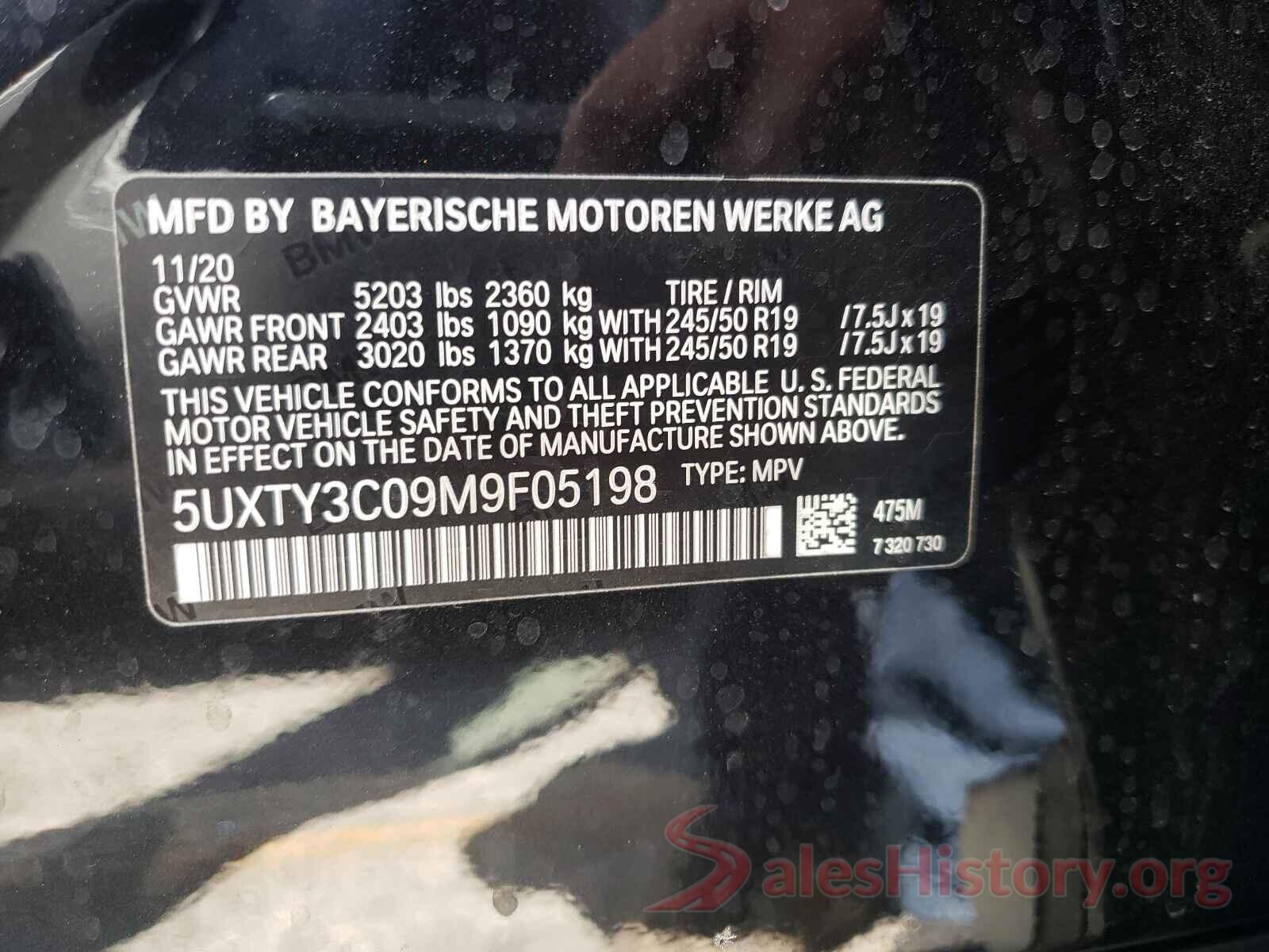 5UXTY3C09M9F05198 2021 BMW X3