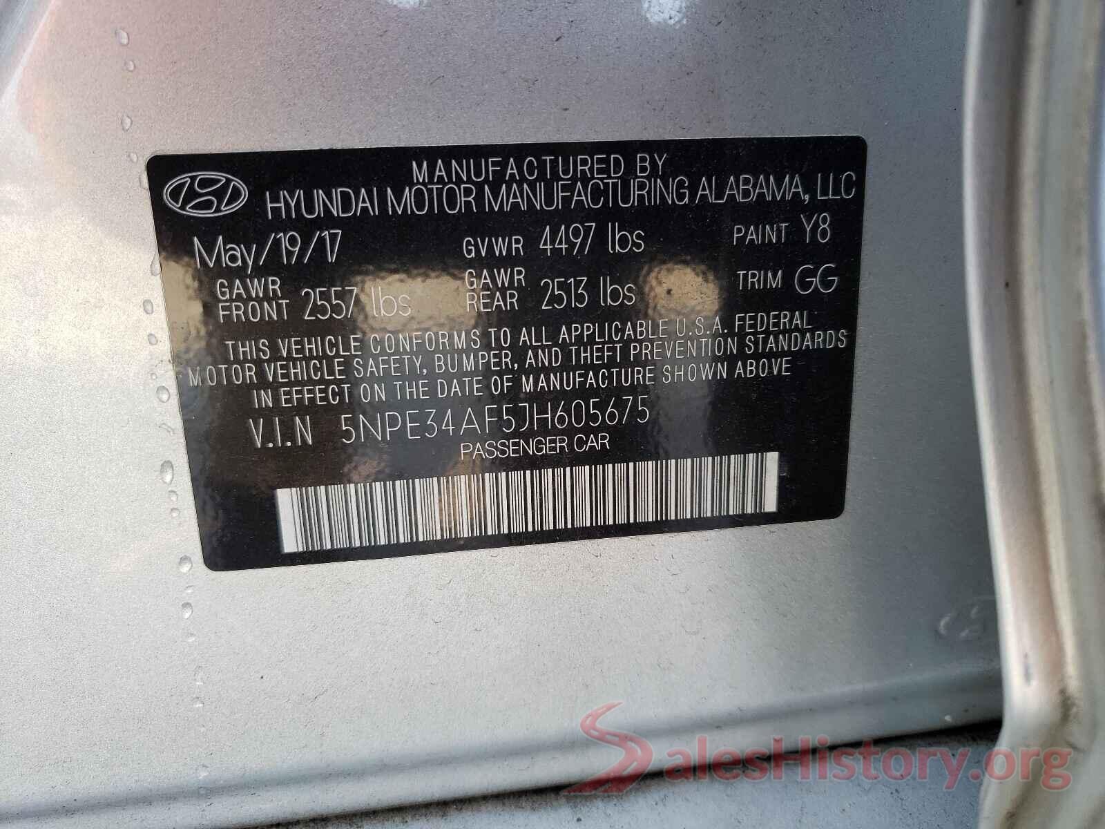 5NPE34AF5JH605675 2018 HYUNDAI SONATA