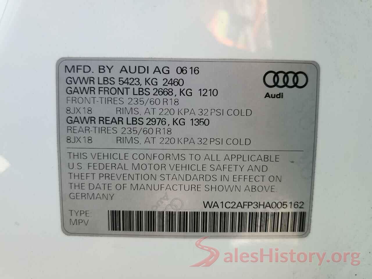 WA1C2AFP3HA005162 2017 AUDI Q5