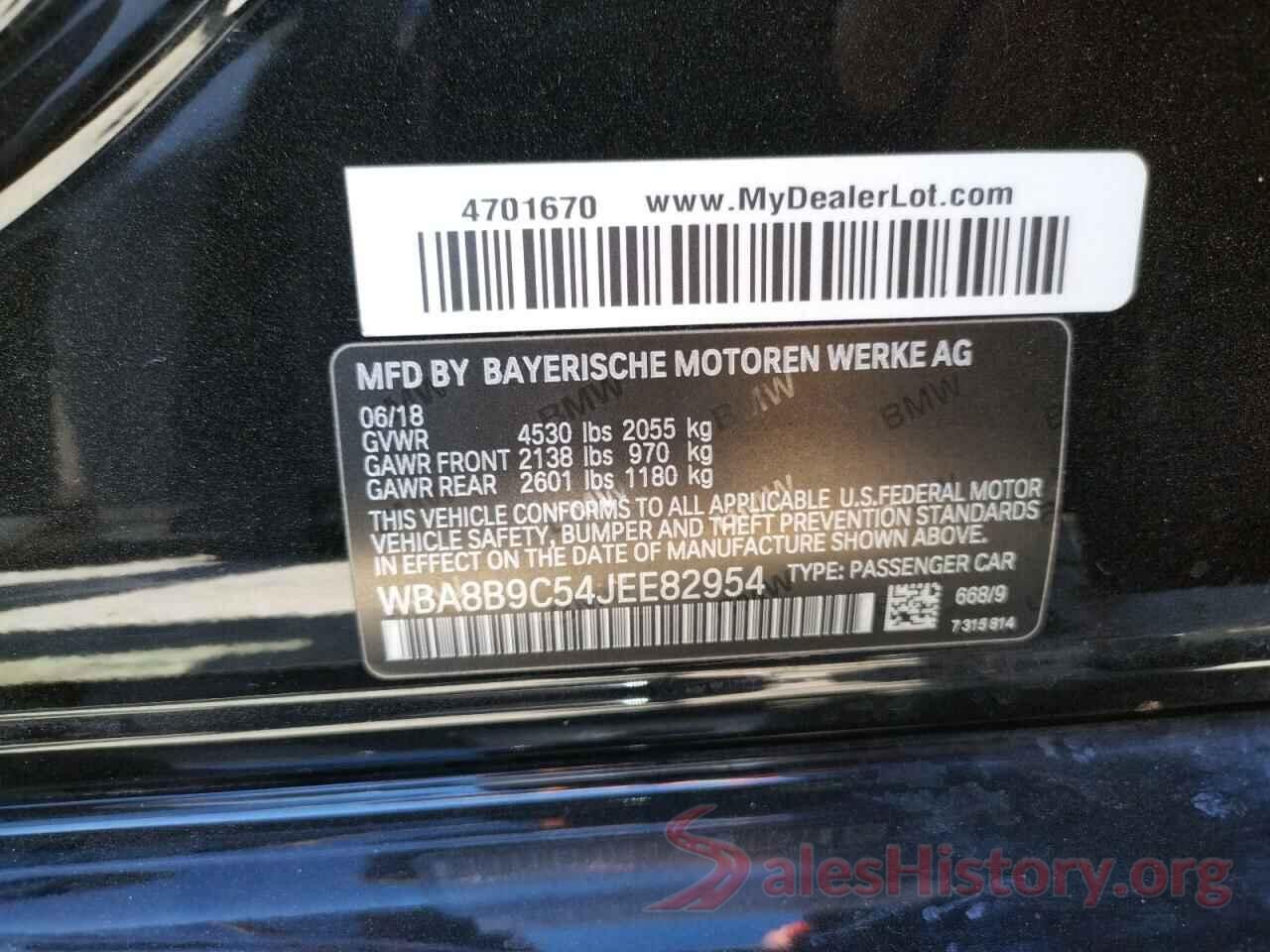 WBA8B9C54JEE82954 2018 BMW 3 SERIES